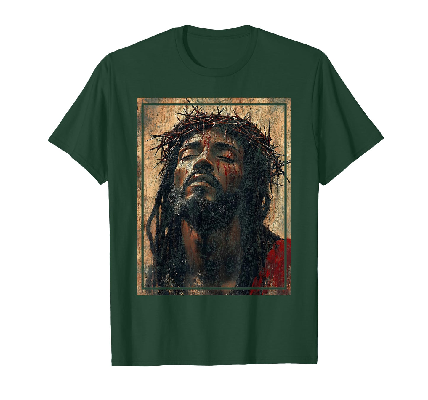 Black Jesus Face Of Jesus Cross With Crown Of Thorns T-Shirt