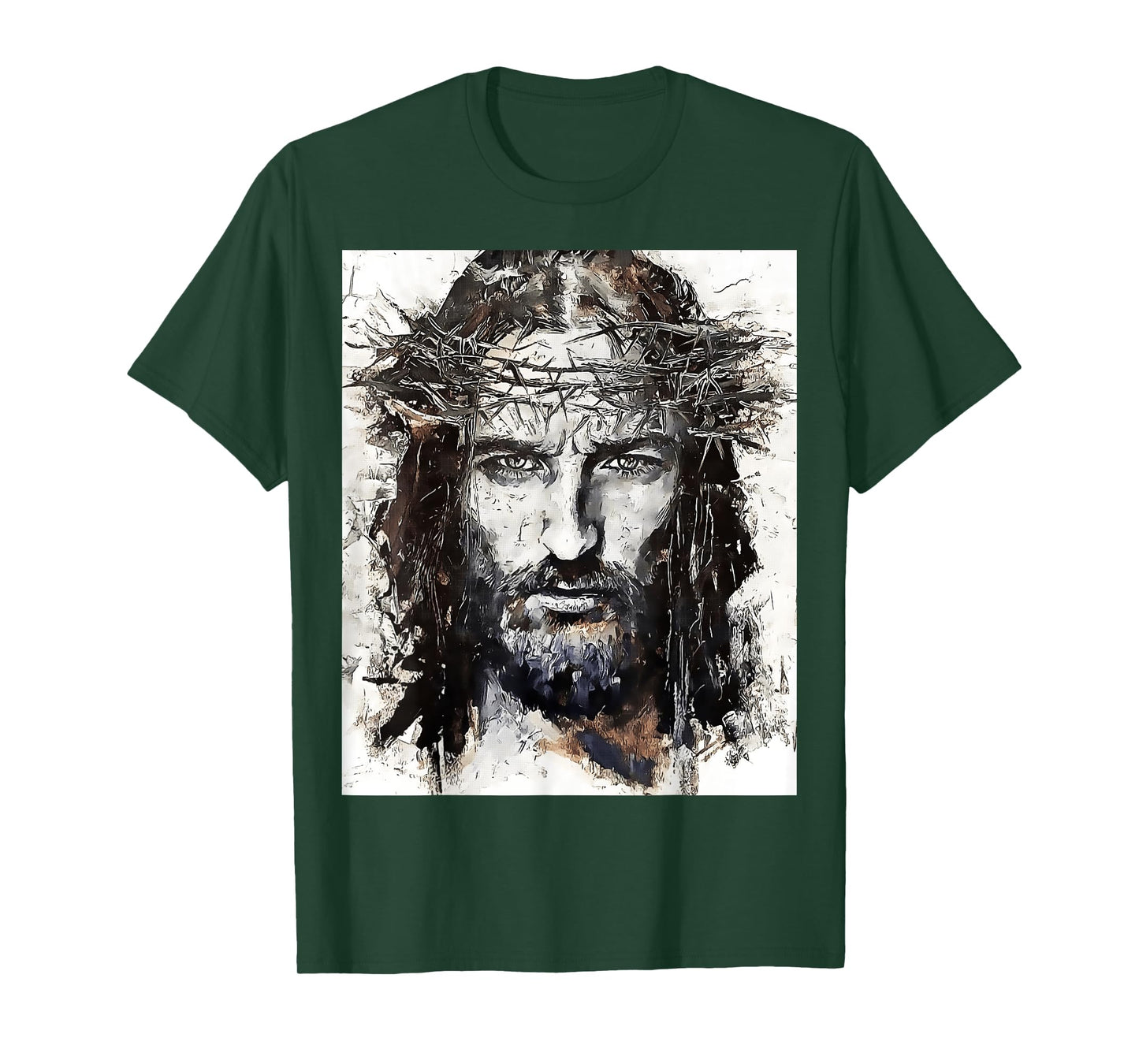 Vintage Art Face Of Jesus On A Cross With Crown Of Thorns T-Shirt