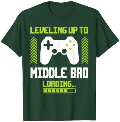Leveled Up To Middle Brother Promoted To New Middle Brother T-Shirt - T-Shirt | Forest