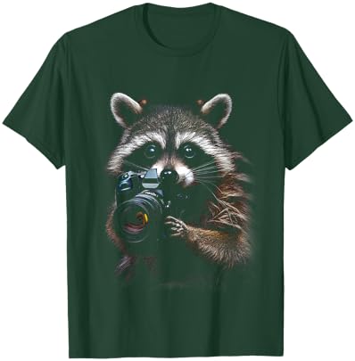 Camera Photographer Funny Animal Raccoon Photography T-Shirt - T-Shirt | Forest