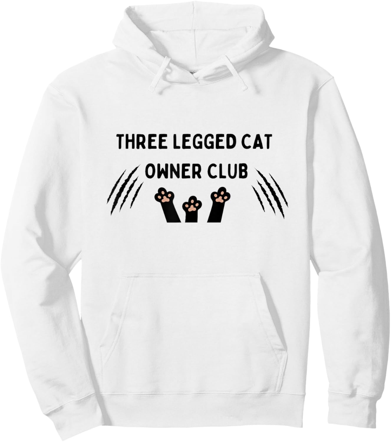 Moon Monkey And Bear -Adults, -Kids Three Legged Cat Owner Club Modern Cat Letter Print White Short Sleeve Hoodie - Hoodie | White