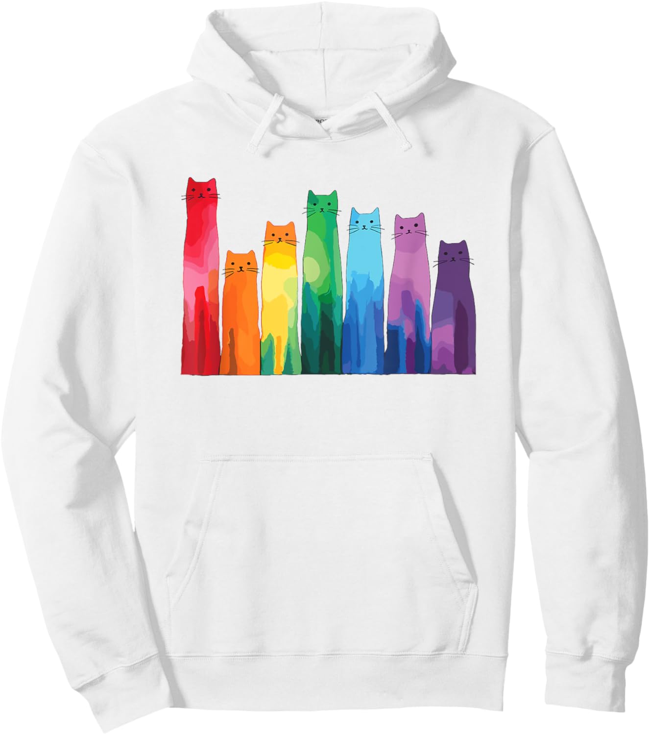 Cats Vibrant Colorful Art Rainbow Cat Lovers Hoodie - Hoodie | White