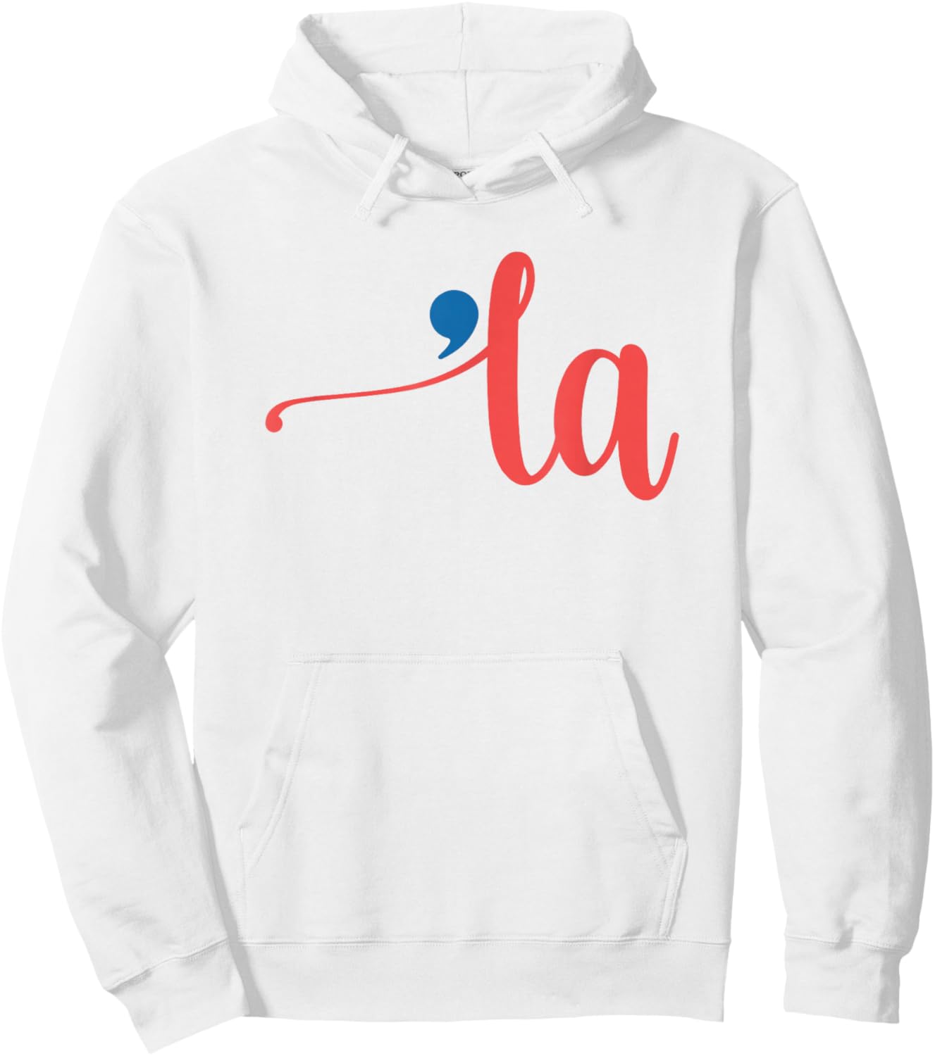 La - Cursive Script with Comma - Kamala Nickname Commala Hoodie - Hoodie | White