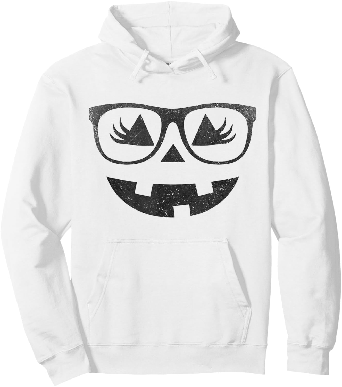 Jack O Lantern Pumpkin with Glasses Eyelashes Halloween Hoodie - Hoodie | White