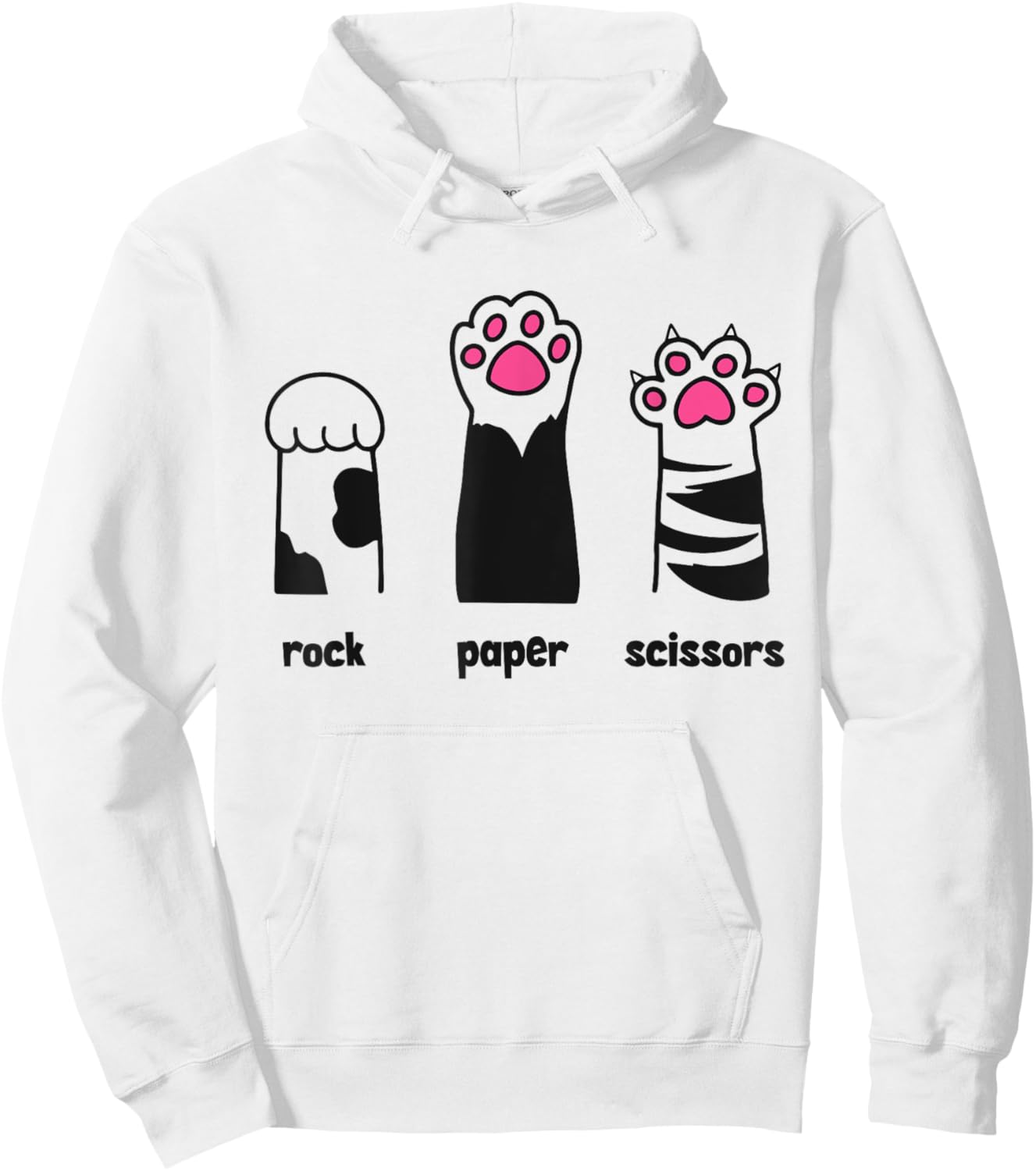 Funny Cat Rock Paper Scissors Throat Punch I Win Sarcastic Women Hoodie - Hoodie | White
