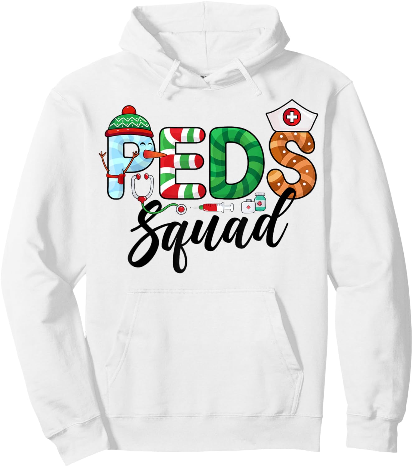 PEDS Squad Xmas Holiday Pediatric Nurse Team Christmas Hoodie - Hoodie | White