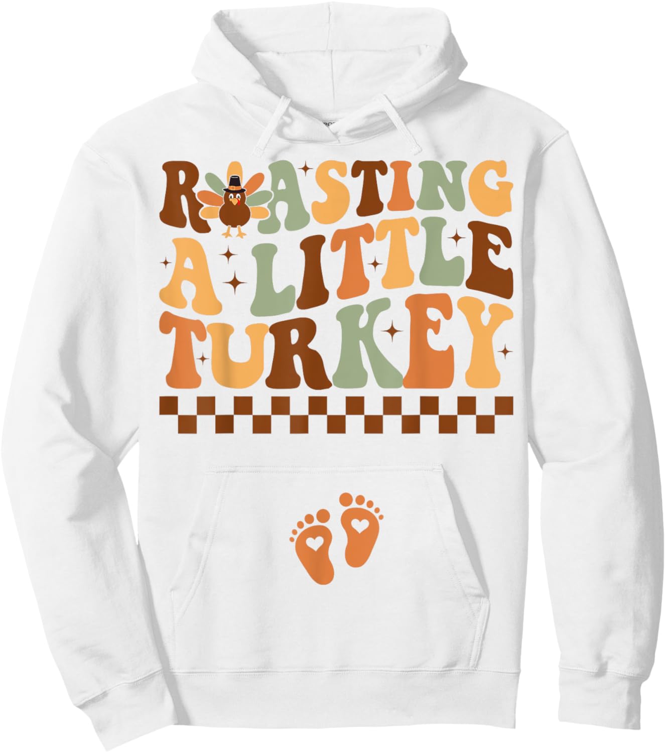 Roasting a Little Turkey Thanksgiving Pregnancy Announcement Hoodie - Hoodie | White