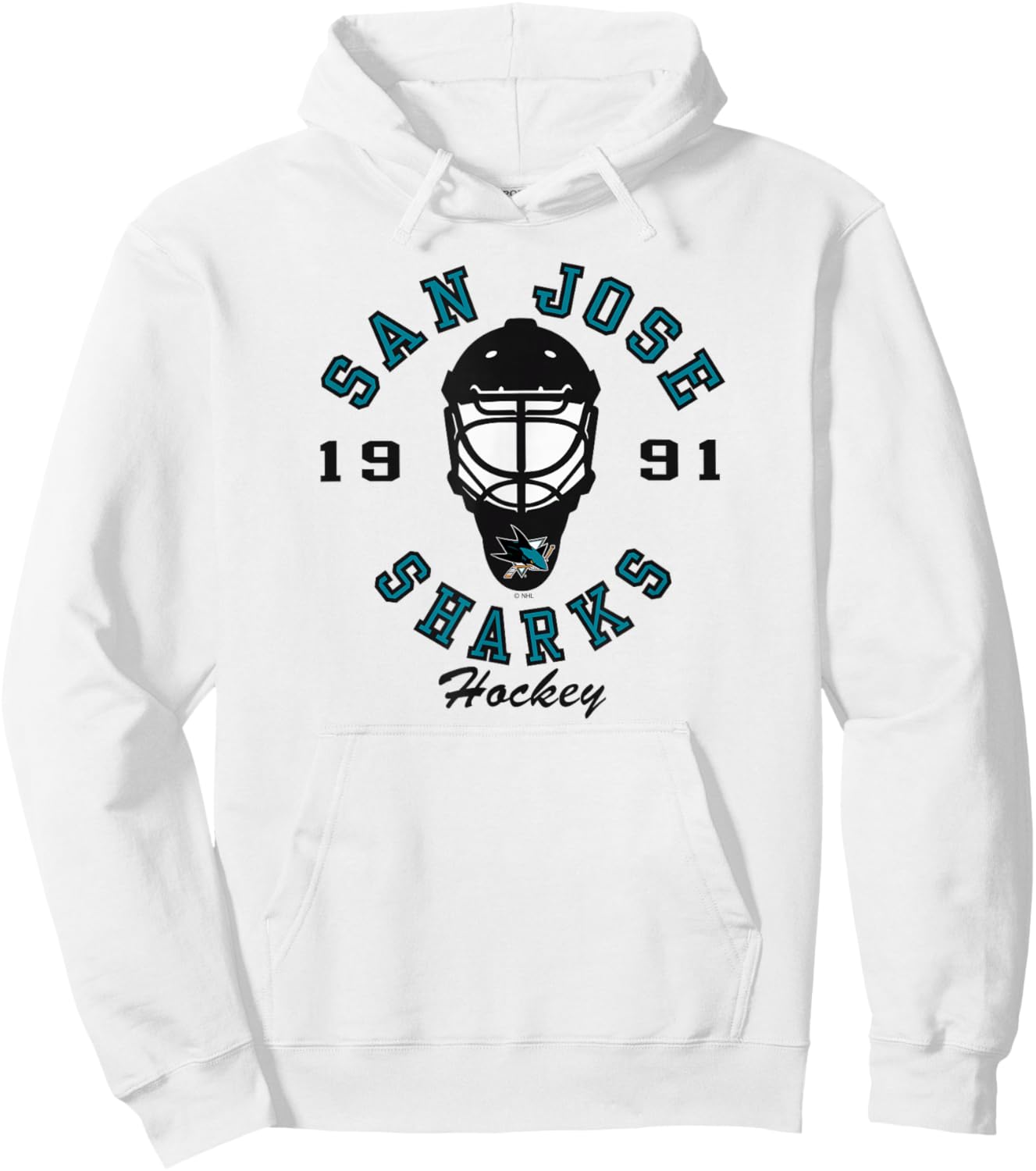 San Jose Sharks Hockey Mask Gray Officially Licensed Hoodie - Hoodie | White