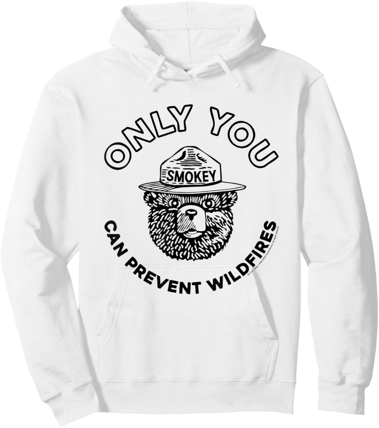 Smokey Bear Only You Can Prevent Forest Fires Minimal Logo Hoodie - Hoodie | White