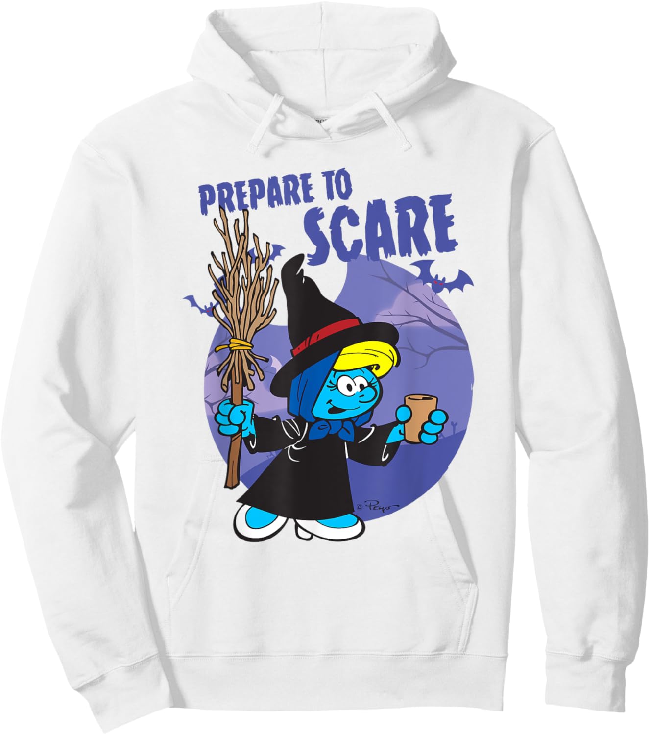 The Smurfs Prepare to Scare Witch Halloween Retro Cartoon Hoodie - Hoodie | White