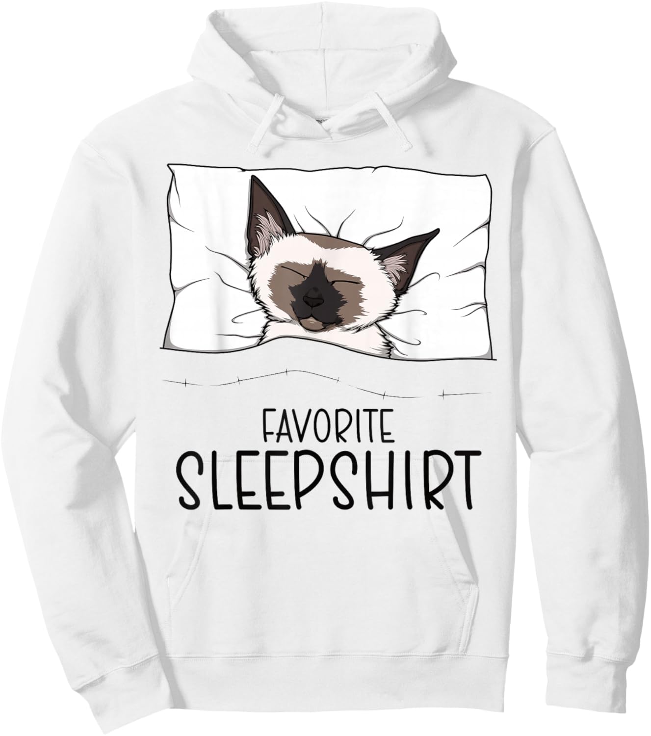 Favorite Sleepshirt Siamese Cat, Napping Meezer Hoodie - Hoodie | White