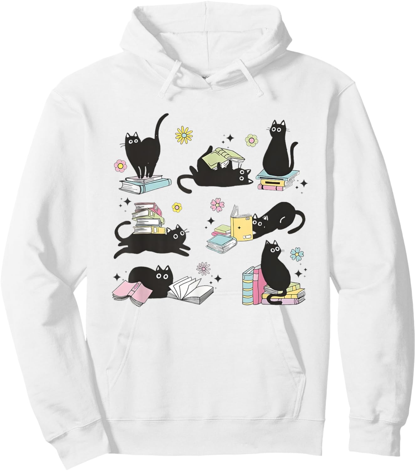 Cats Reading Books Shirt Cat Lover Kitten Reading Book Lover Men Women Girls Kids Hoodie - Hoodie | White