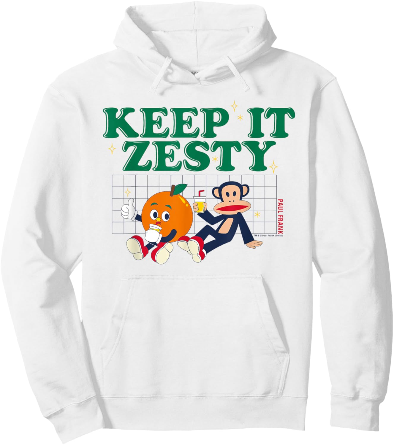 Paul Frank Keep It Zesty Orange Lemon Julius Monkey Hoodie - Hoodie | White