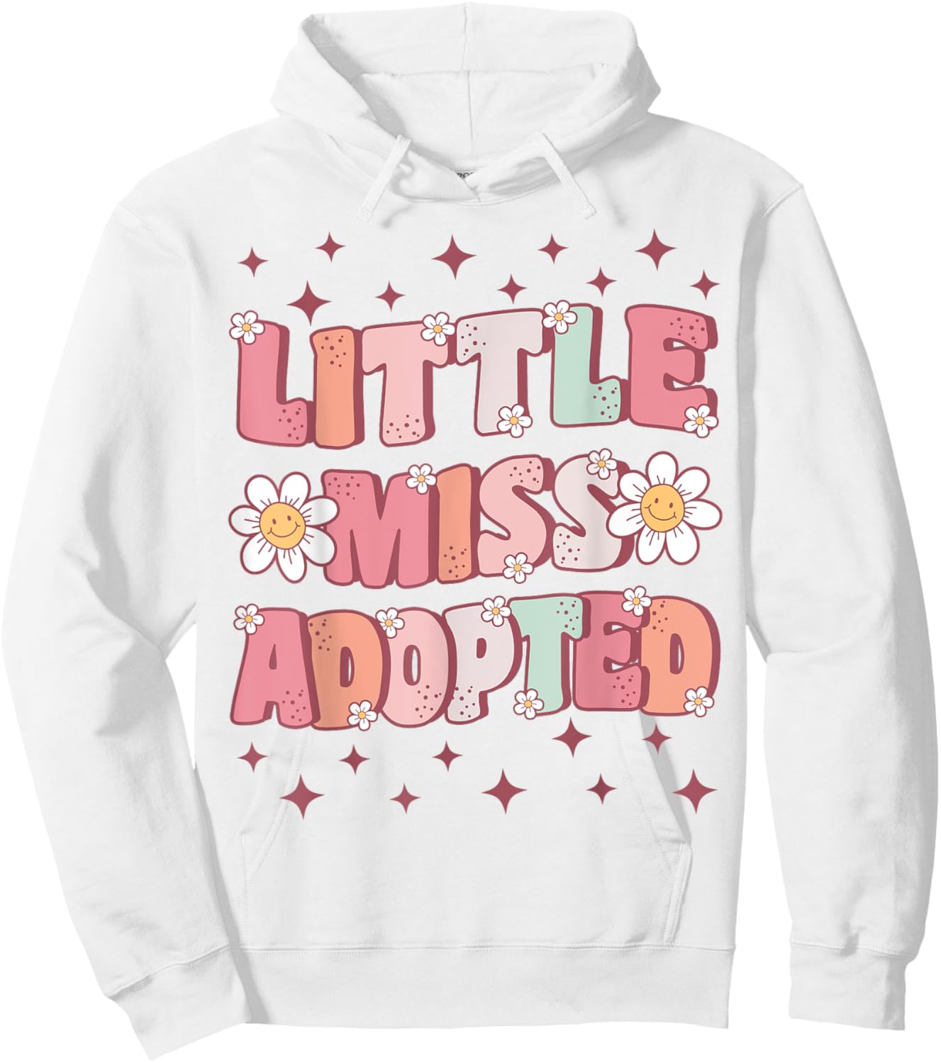Little Miss Adopted Girls Cute Groovy Kids Adoption Day Hoodie - Hoodie | White