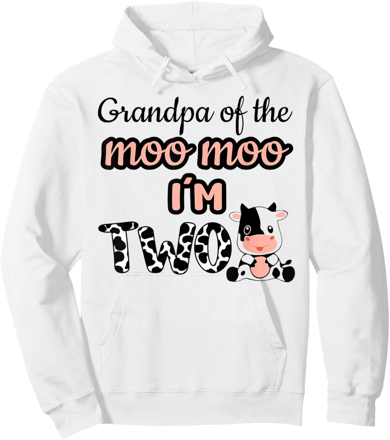 Grandpa of the Moo Moo I'm Two Cow Farm Animal 2nd Birthday Hoodie - Hoodie | White