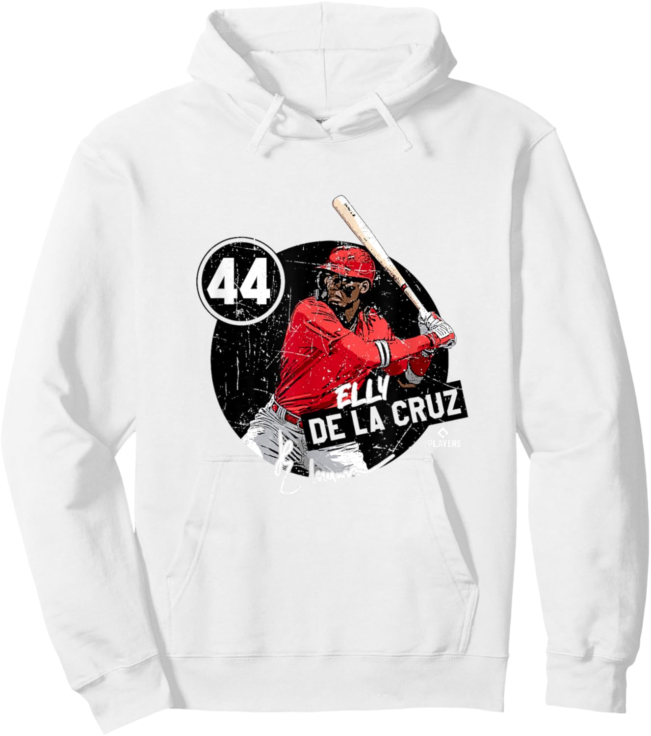 Elly De La Cruz | Cincinnati MLBPA - Red, Small, -Adult, Short Sleeve, Classic Fit, Polyester, Letter Print, Game Theme Hoodie - Hoodie | White