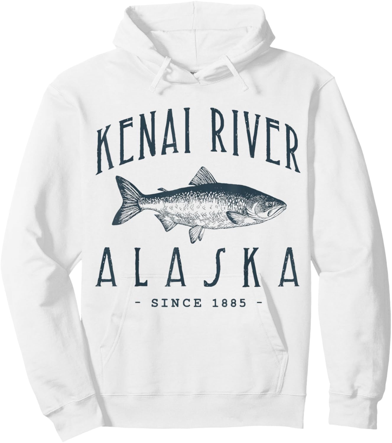 KENAI RIVER ALASKA, a Fishing Retro Design Hoodie - Hoodie | White