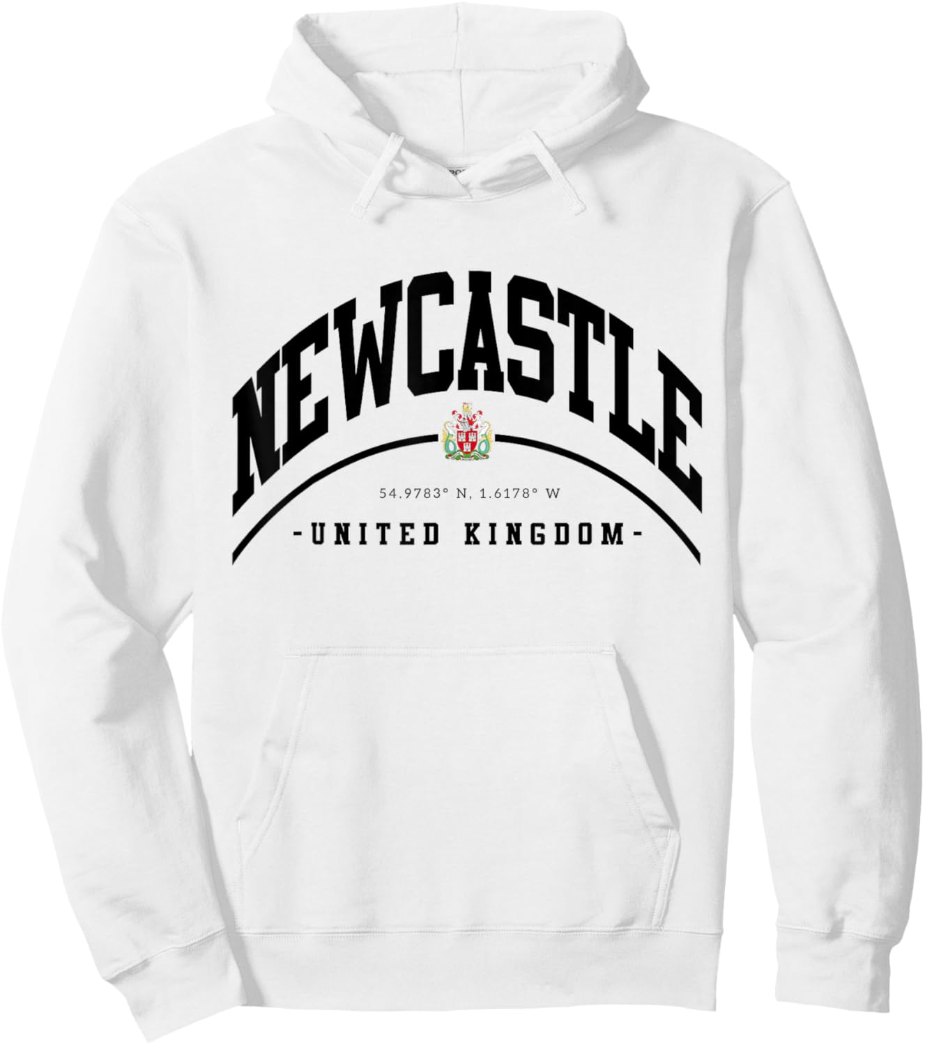 Newcastle United Football Club, White, Small, Short Sleeve, Classic, Casual, Letter Print, , Pull On Hoodie - Hoodie | White