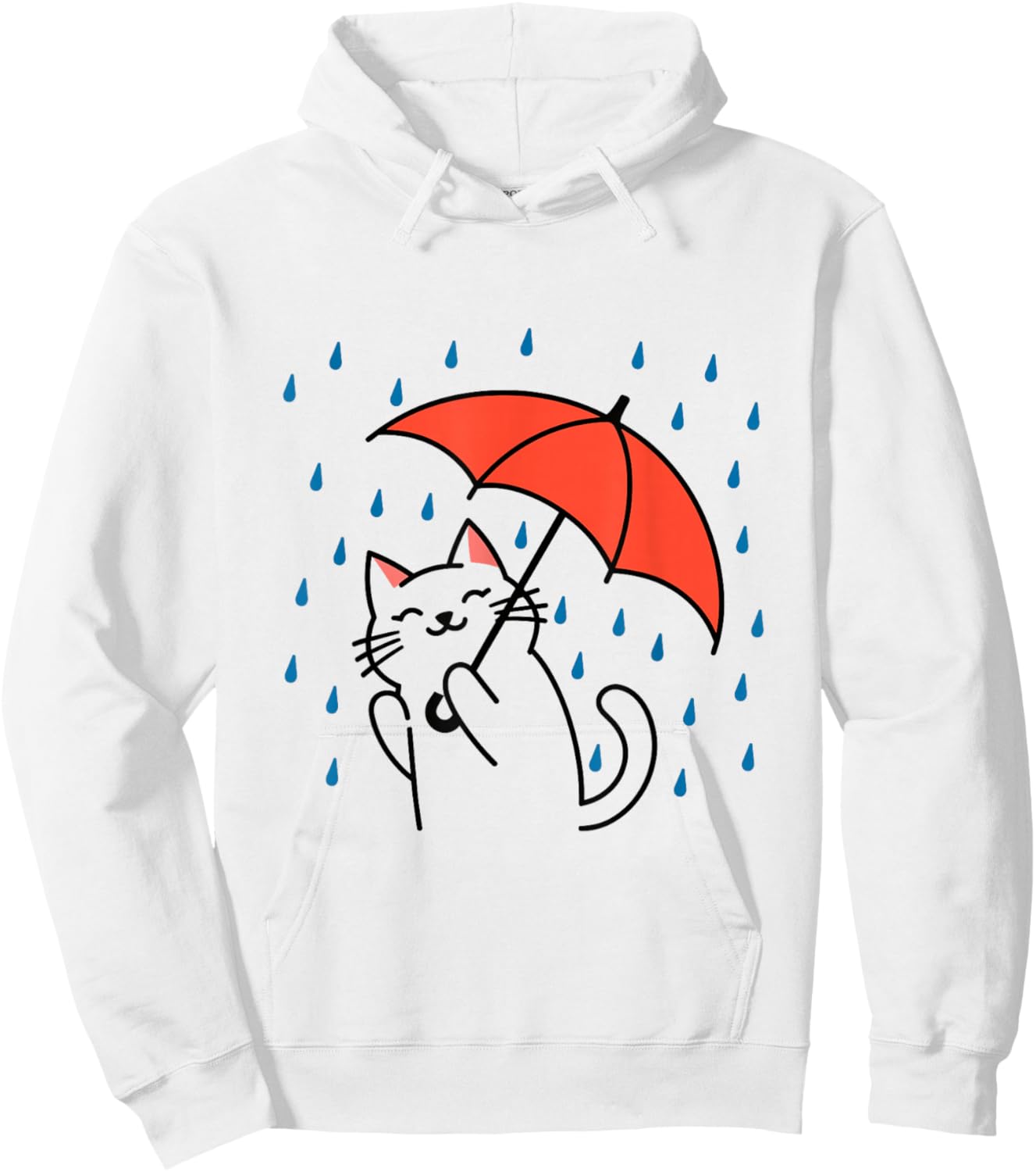 Raining Cat Under Umbrella Autumn Cat Hoodie - Hoodie | White