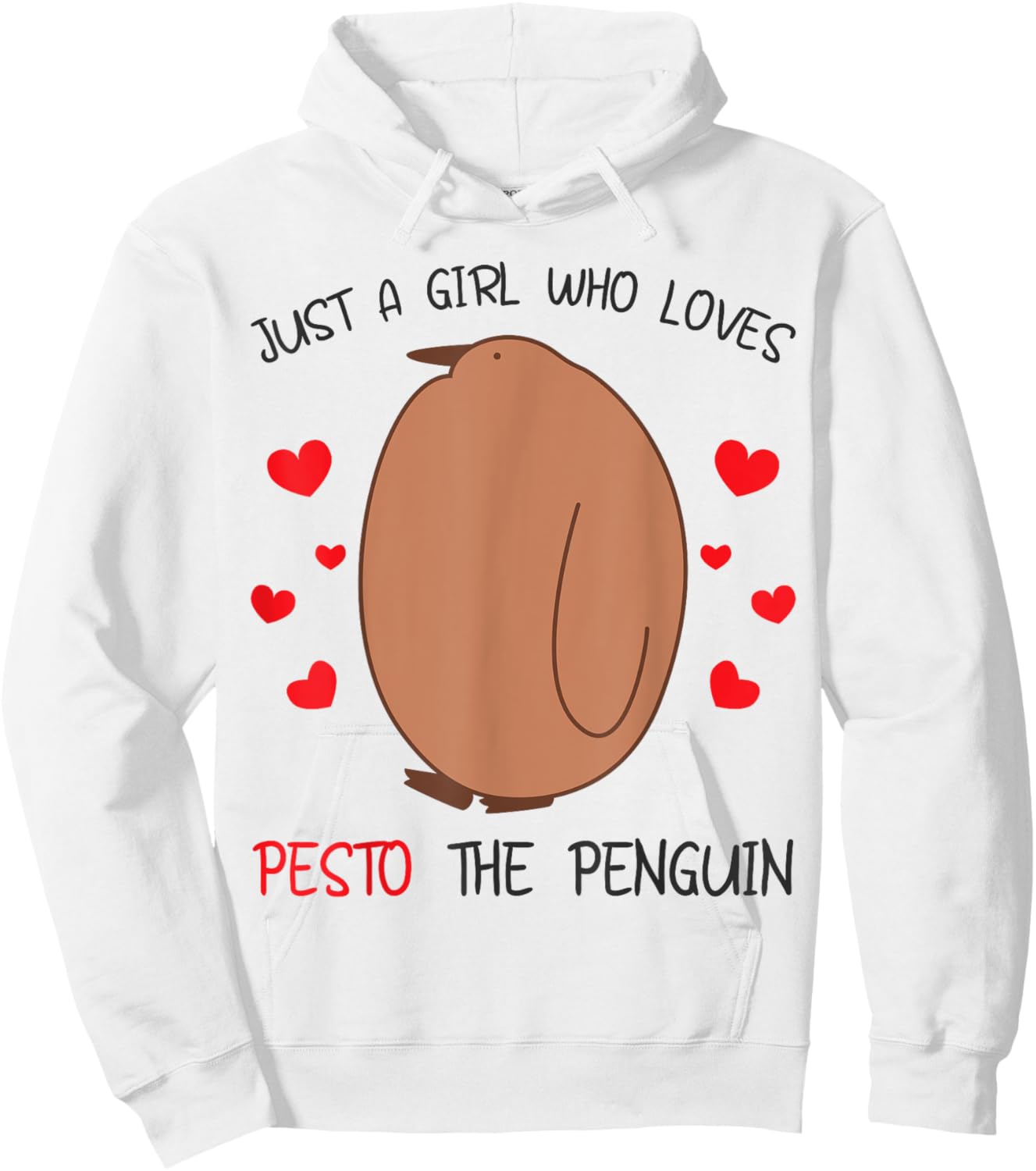 Just a Girl Who Loves Pesto The Penguin Funny Bird Meme Hoodie - Hoodie | White