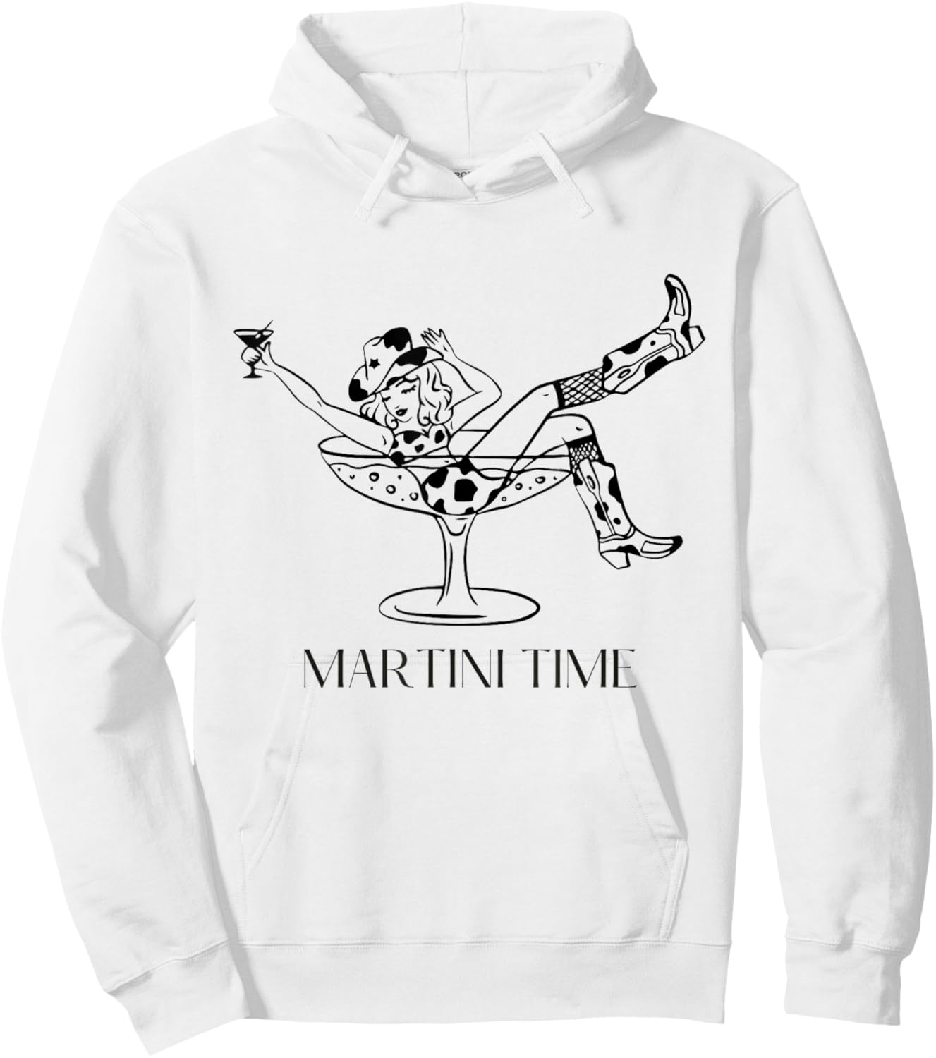 Martini Time Funny Drinking Cowgirl Woman Western Ladies Hoodie - Hoodie | White