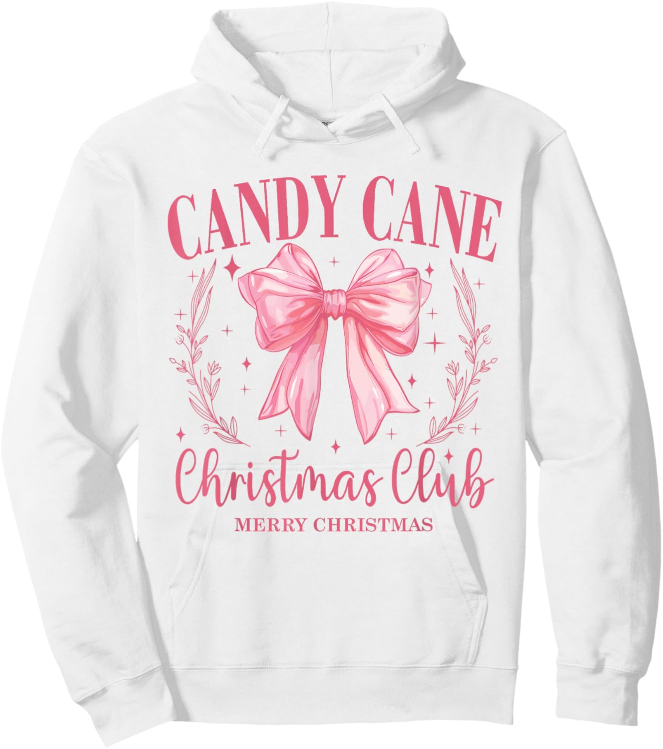 Candy Cane Christmas Club Pink Bow Vintage Christmas Hoodie - Hoodie | White