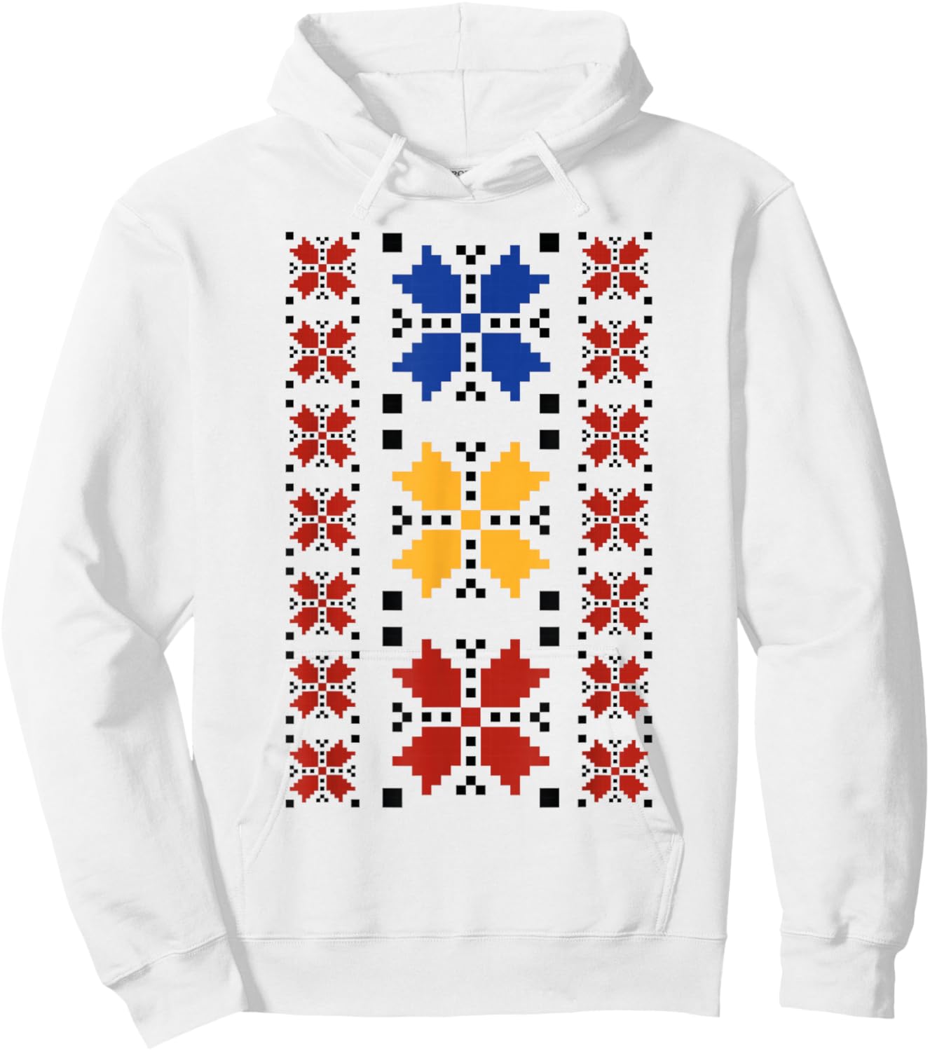 Noi Suntem Romani Traditional Romanian Folk Art Motifs Hoodie - Hoodie | White