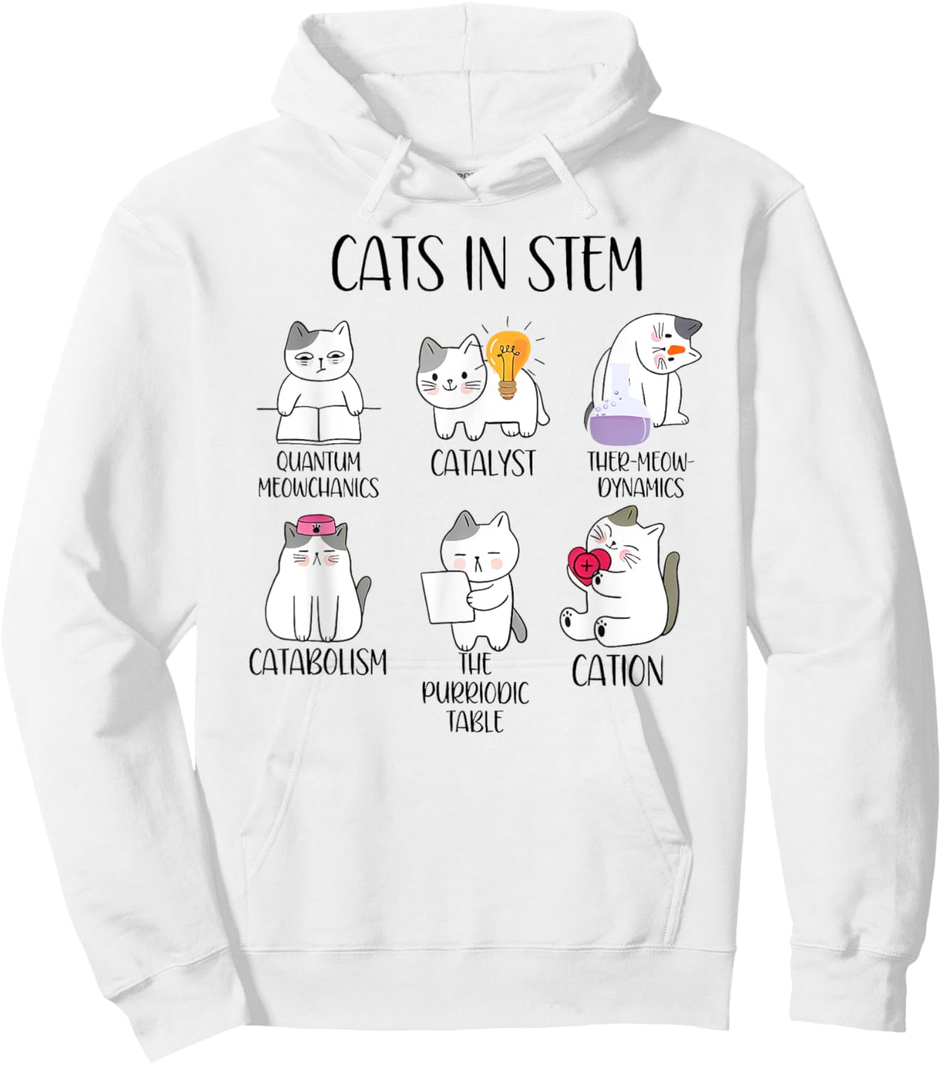 cats in stem funny science meme scientist nerd cat lover Men Women Hoodie - Hoodie | White