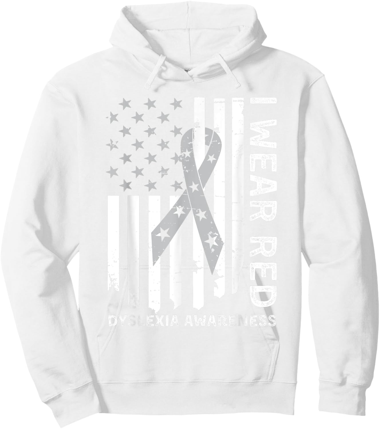 I Wear Red For Dyslexia Awareness Month Dyslexia Flag Hoodie - Hoodie | White