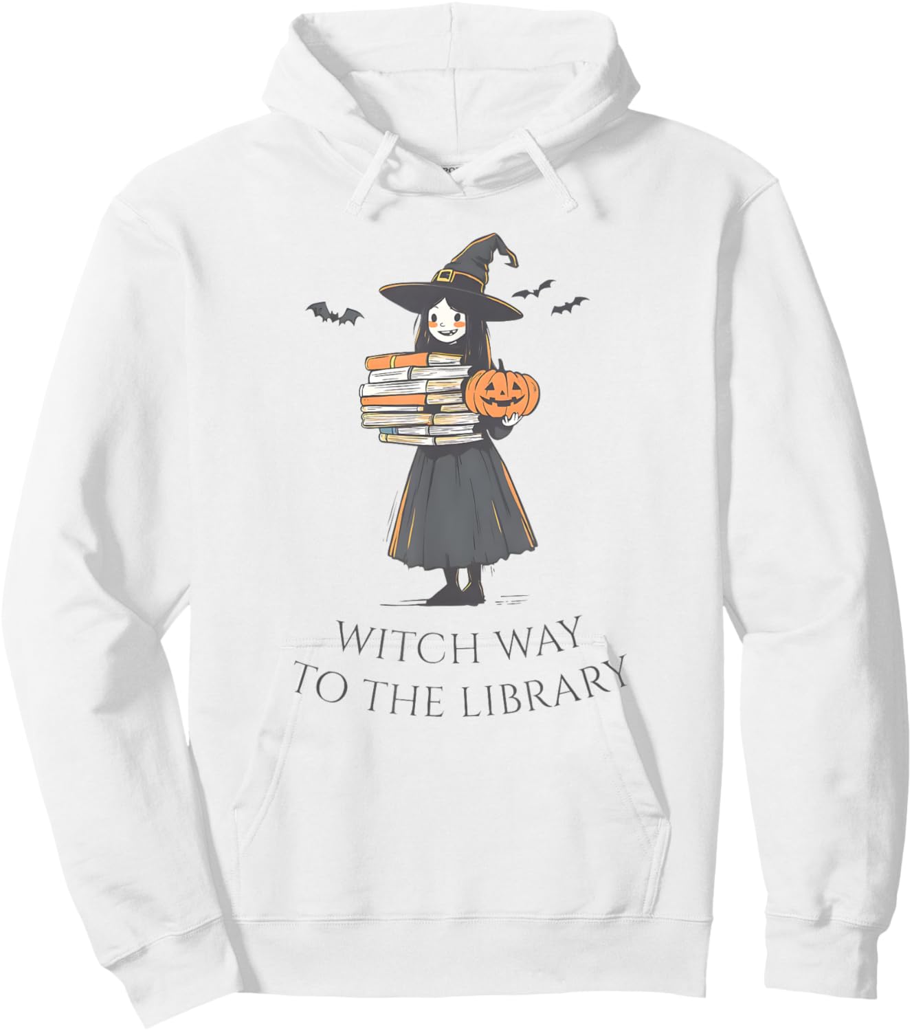 Witch Way To The Library, Halloween Librarian, Book Lover Hoodie - Hoodie | White