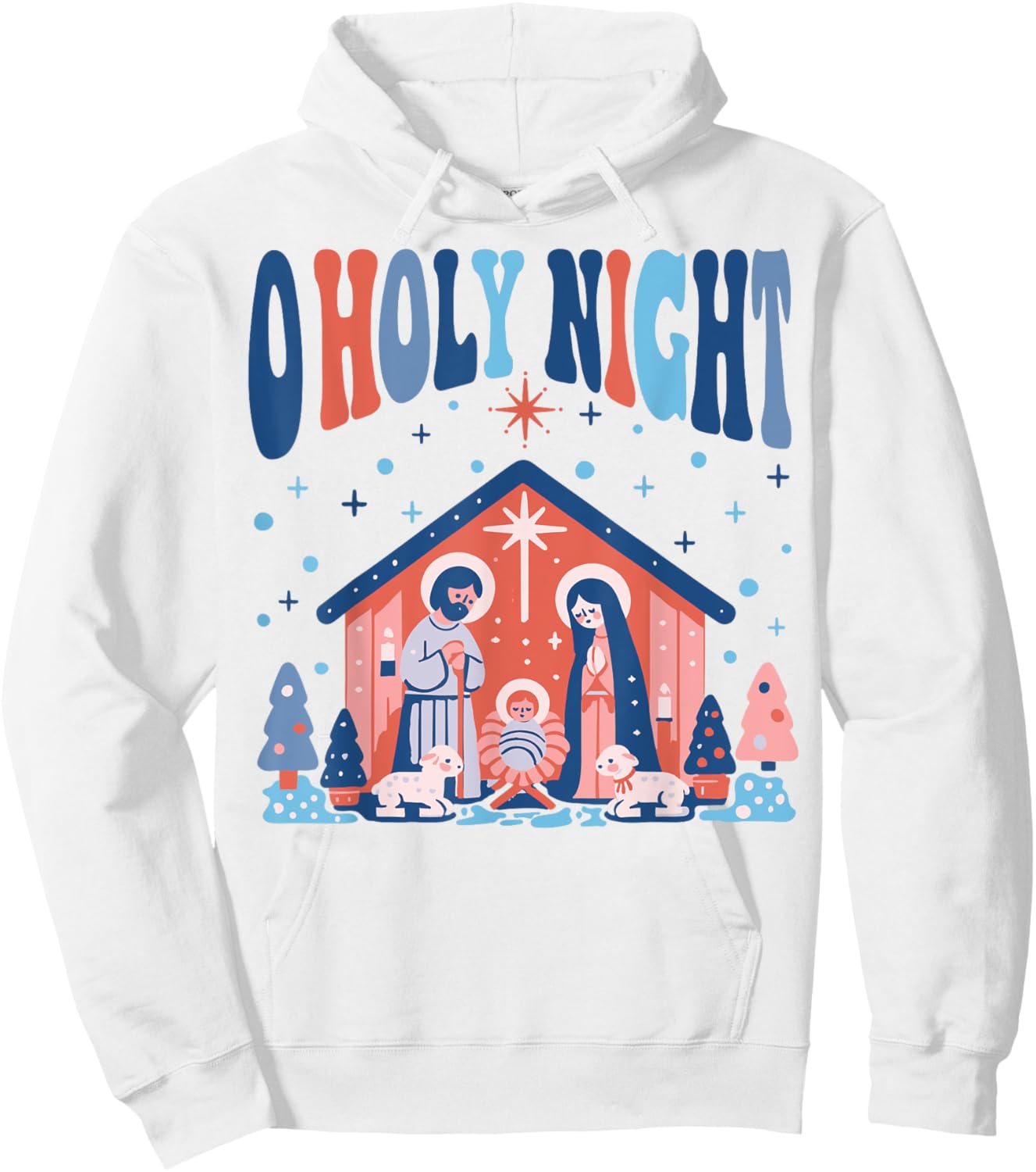 Oh Holy Night Silent Night Christmas Boho Christian Jesus Hoodie - Hoodie | White