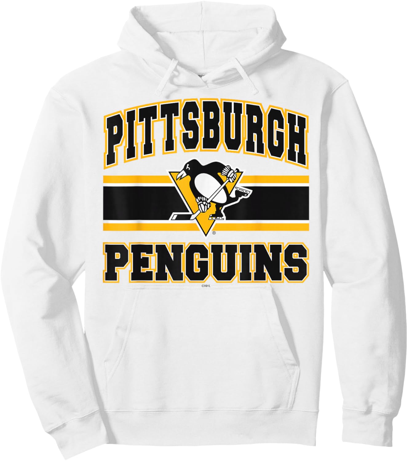 Pittsburgh Penguins Stripe Gray Officially Licensed Hoodie - Hoodie | White