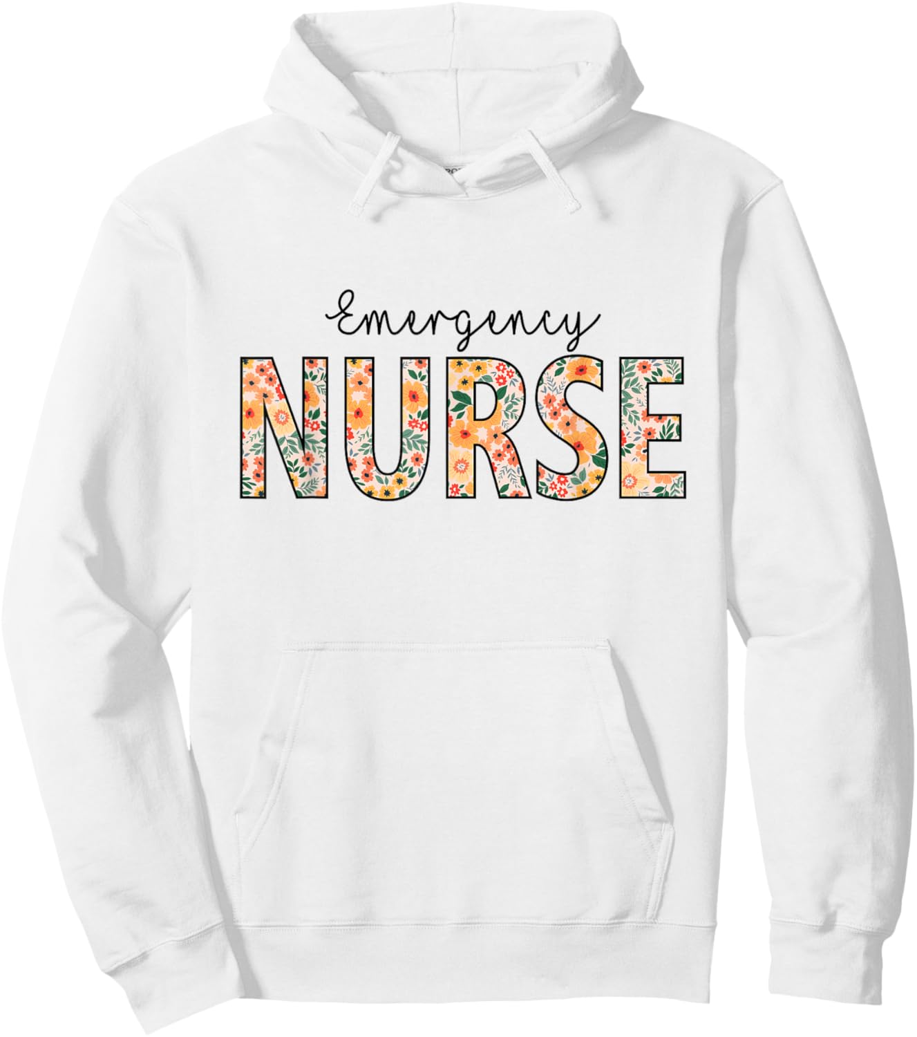 Emergency Department Room ER Nurse Cute Floral ED Hoodie - Hoodie | White
