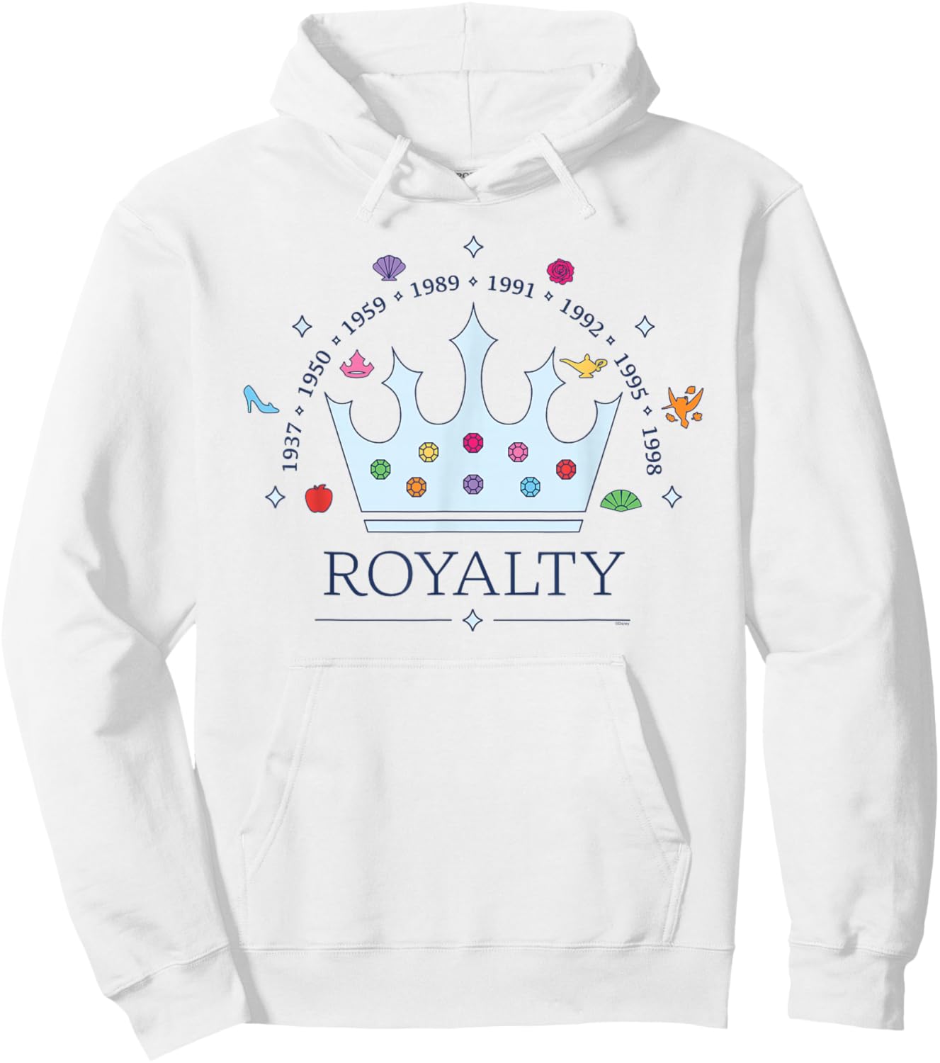 Disney Princess Royalty Crown Movie Timeline 1937-1998 Hoodie - Hoodie | White