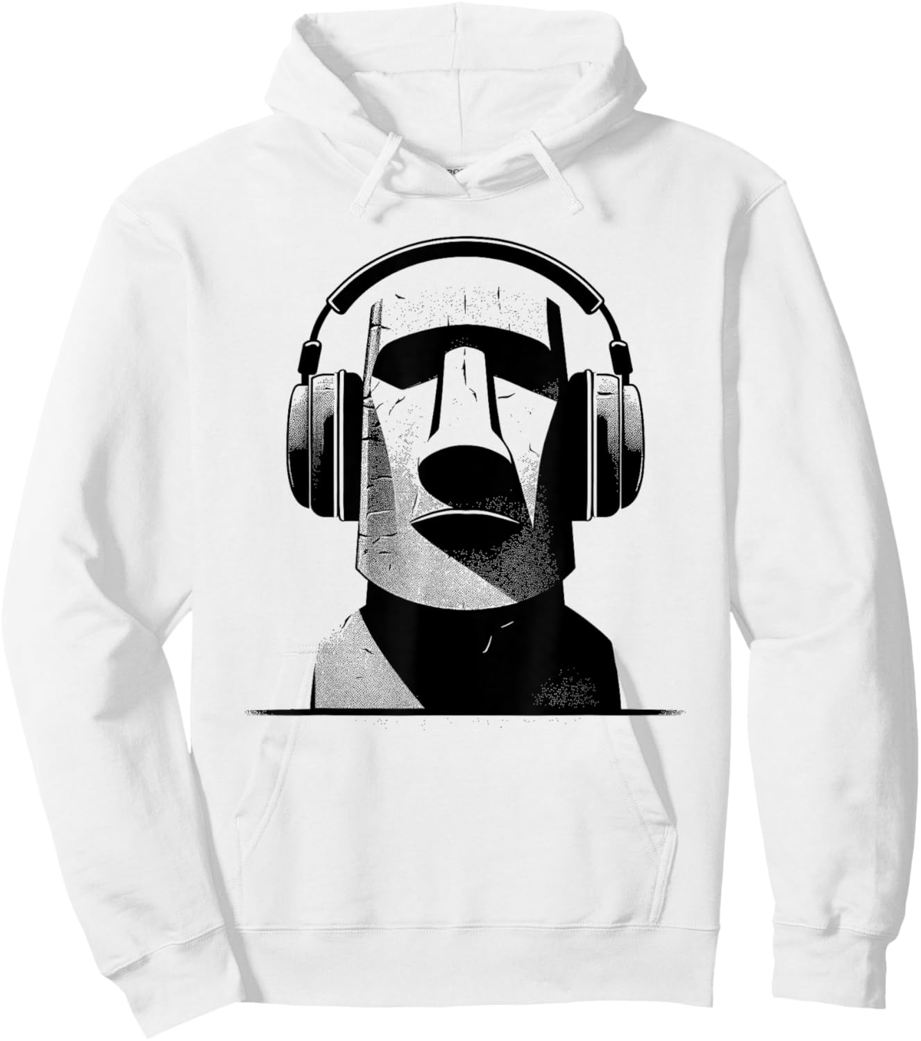 Easter Island Moai Statue Headphones Music Lover Funny Hoodie - Hoodie | White