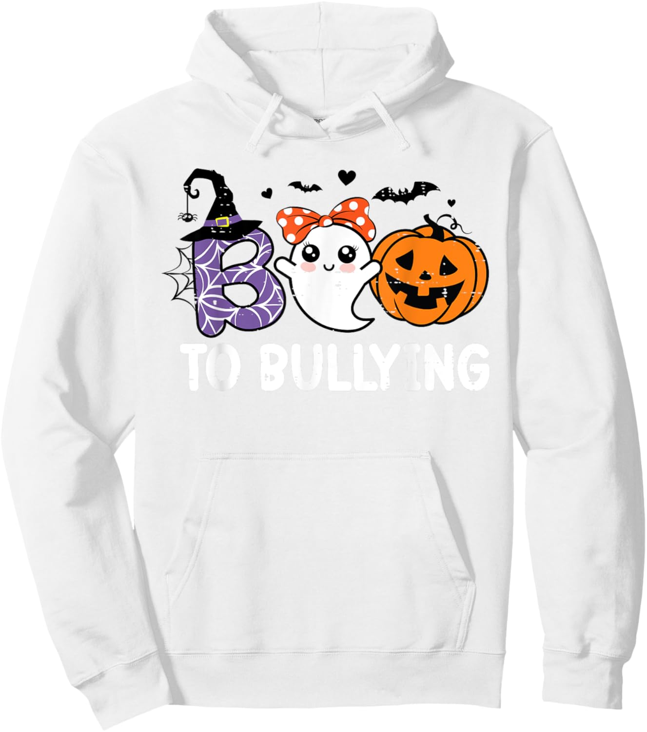 Boo To Bullying Ghost Pumpkin Anti Bullying Unity Day Orange Hoodie - Hoodie | White