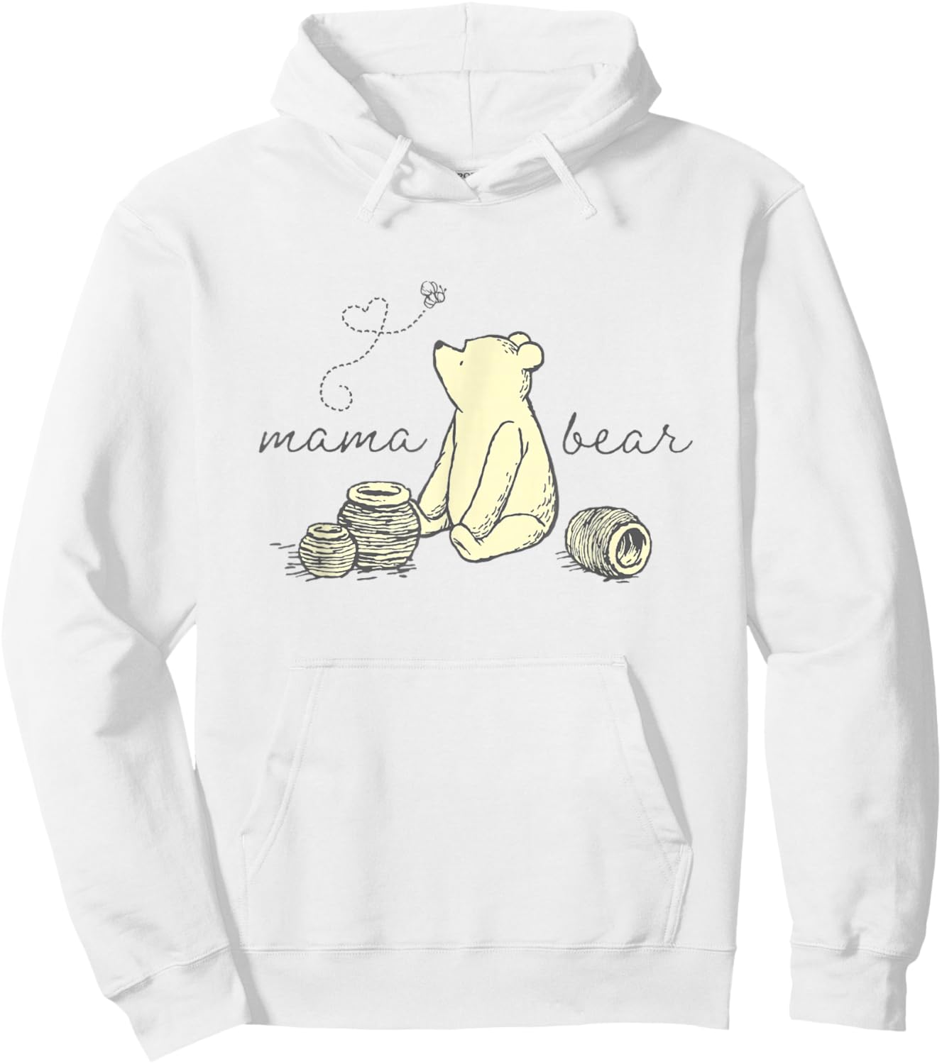 Disney Winnie the Pooh Mama Bear Cute Pooh Big Chest Logo Hoodie - Hoodie | White