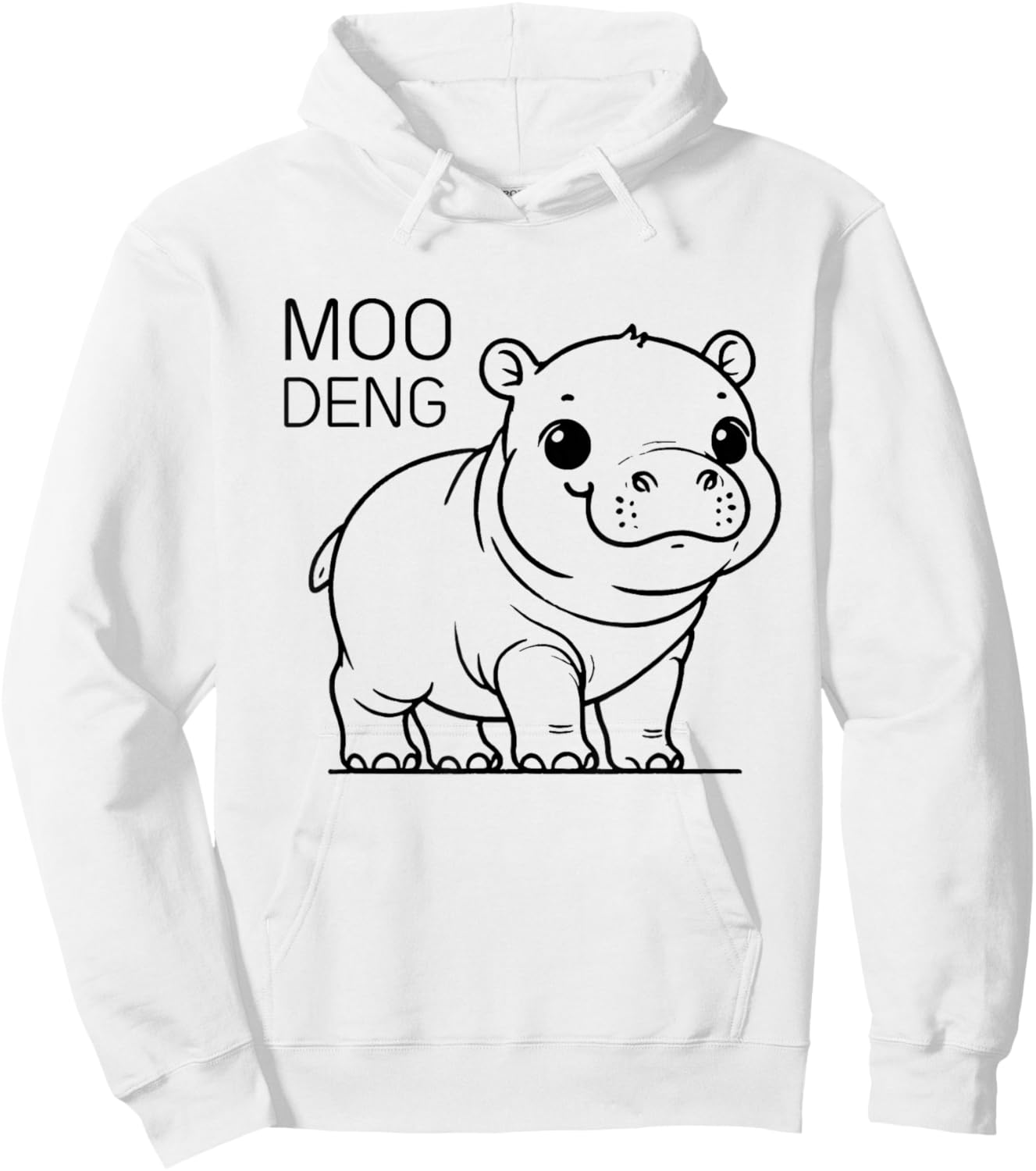 Moo-Deng Famous Baby Pygmy Hippo Minimalist Animal Art Hoodie - Hoodie | White