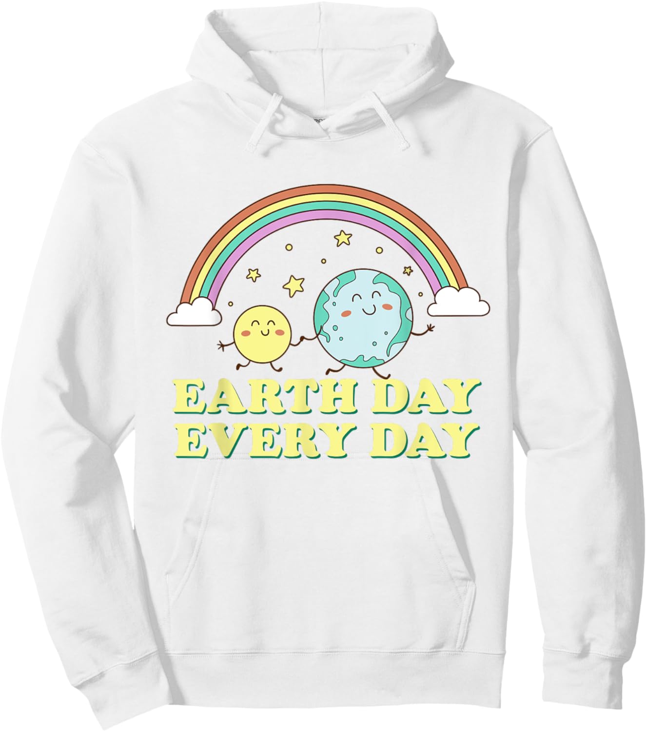 Earth Day Every Day Rainbow Globe Save the Planet Hoodie - Hoodie | White