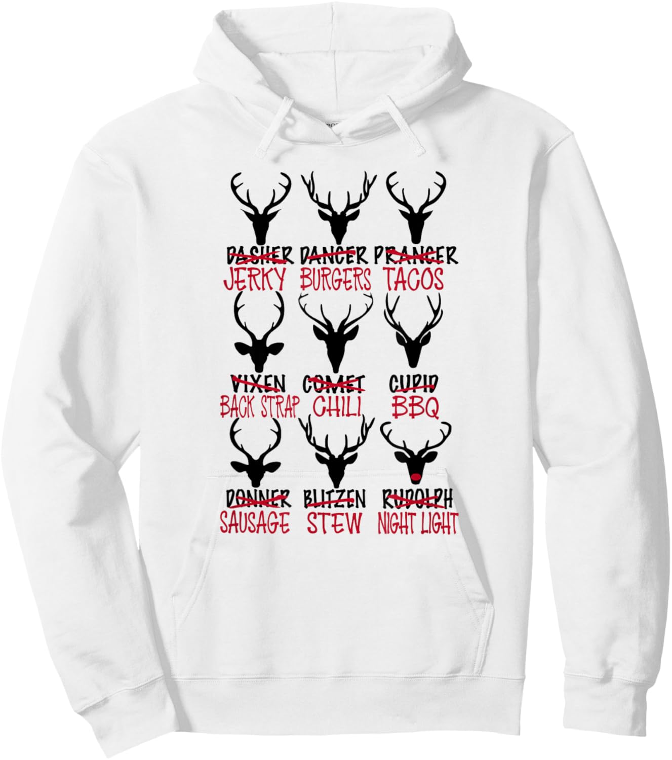 Funny Deer Hunting Santa's Reindeer Hoodie - Hoodie | White