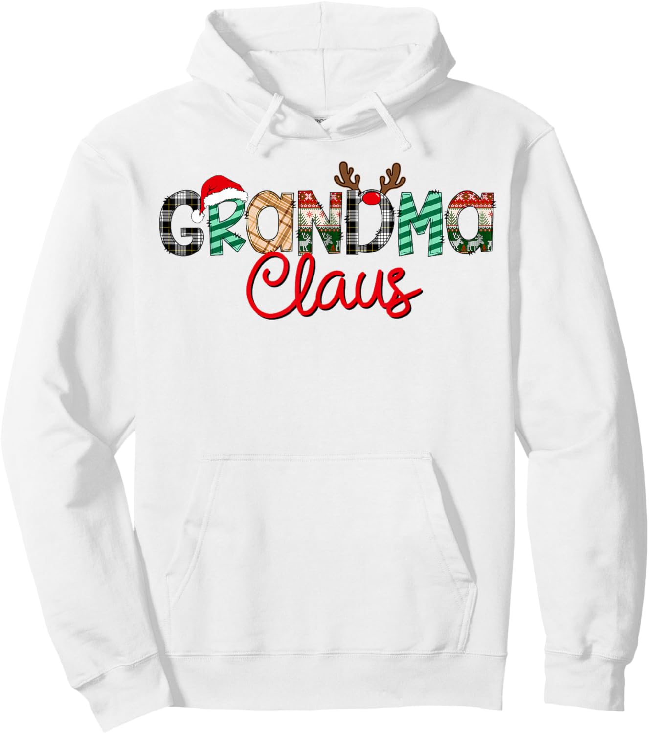 Retro Grandma Claus Reindeer Christmas Matching Family Xmas Hoodie - Hoodie | White