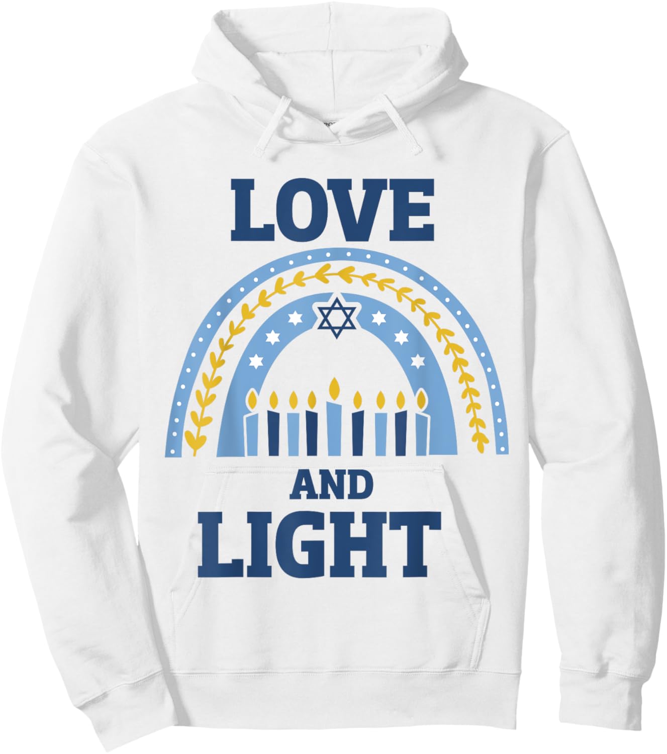 Hanukkah love light with menorah candles rainbow chanukah Hoodie - Hoodie | White