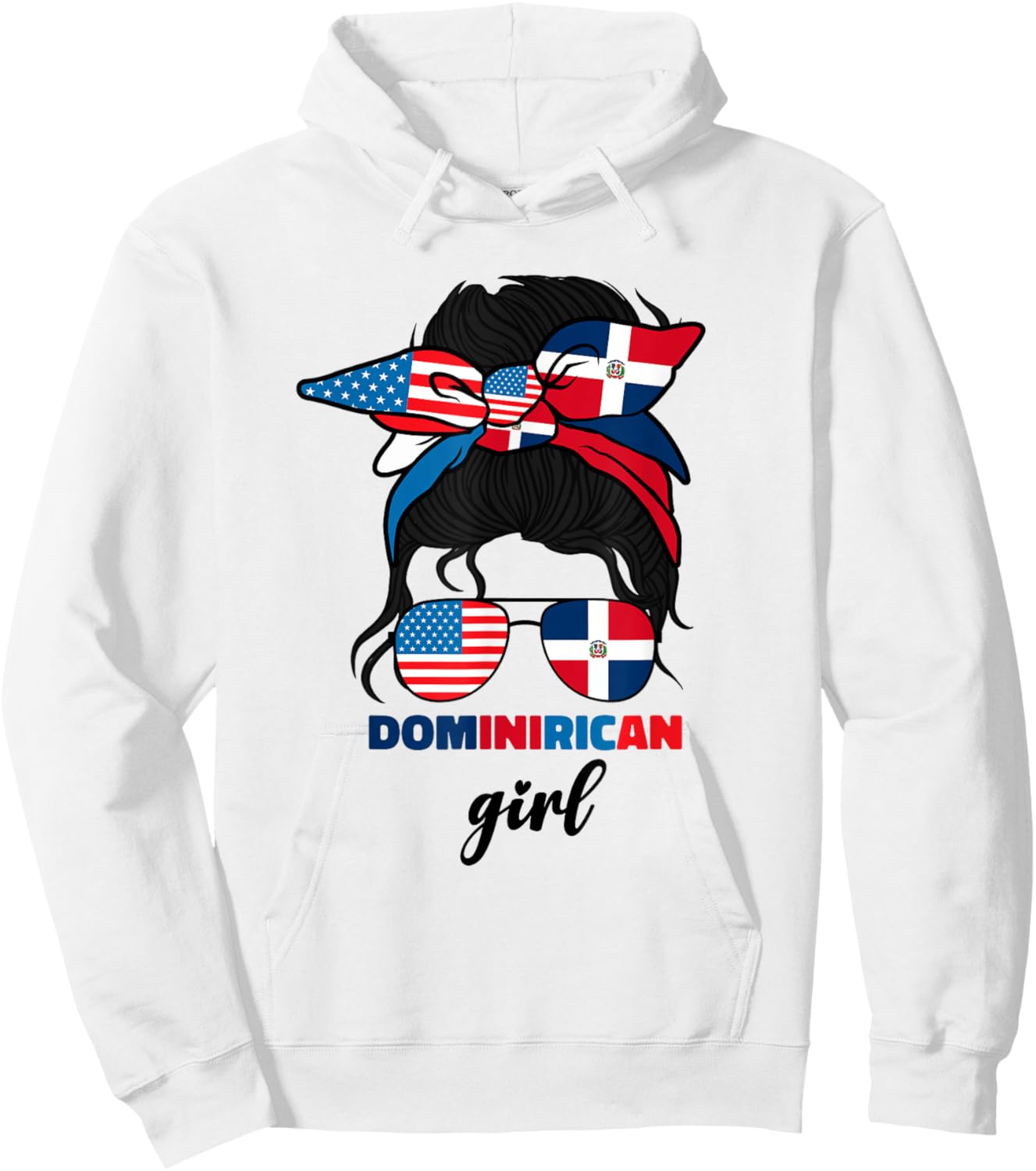 Half Dominican And American Dominicana Republic Flag Girl Hoodie - Hoodie | White