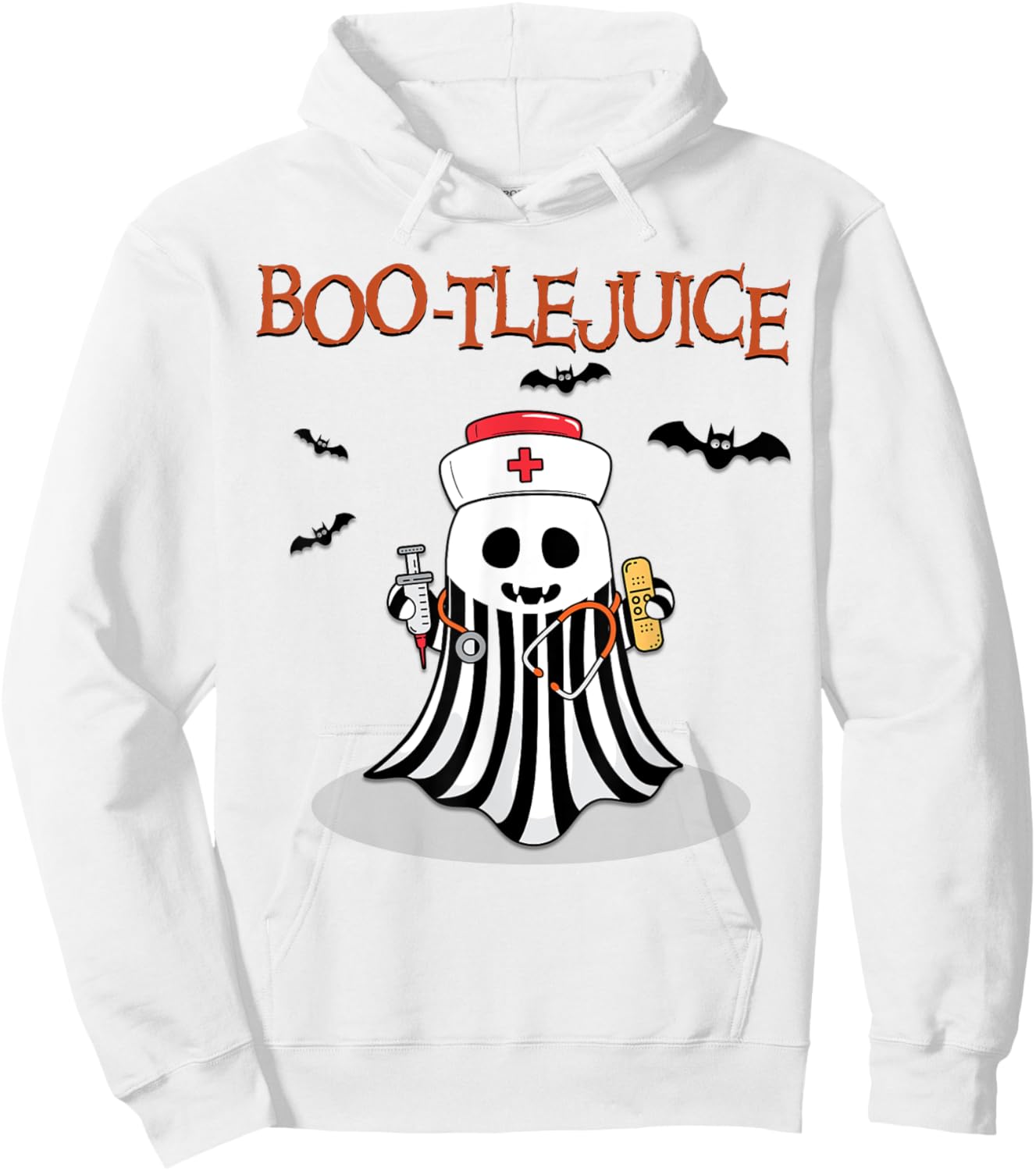 Boo-tlejuice Ghost Nurse Halloween Hoodie - Hoodie | White