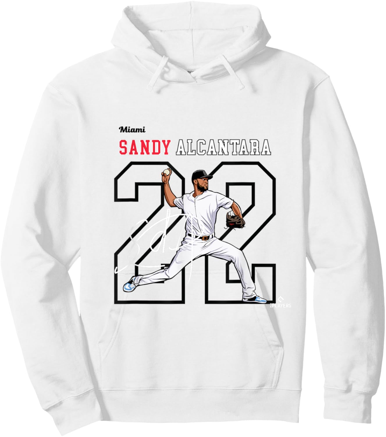 Sandy Alcantara | Miami Baseball Players | MLBSAL3005 Hoodie - Hoodie | White
