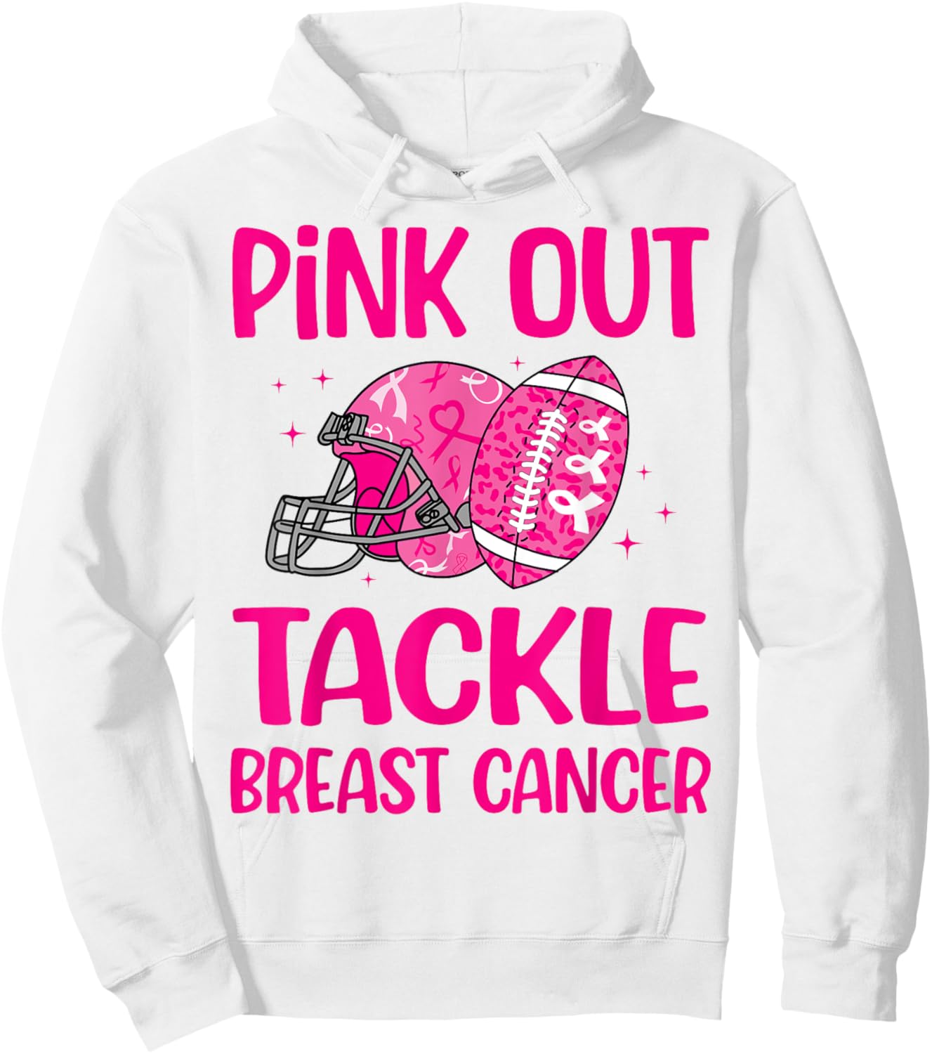 American Football Pink Out Tackle Breast Cancer Awareness Hoodie - Hoodie | White