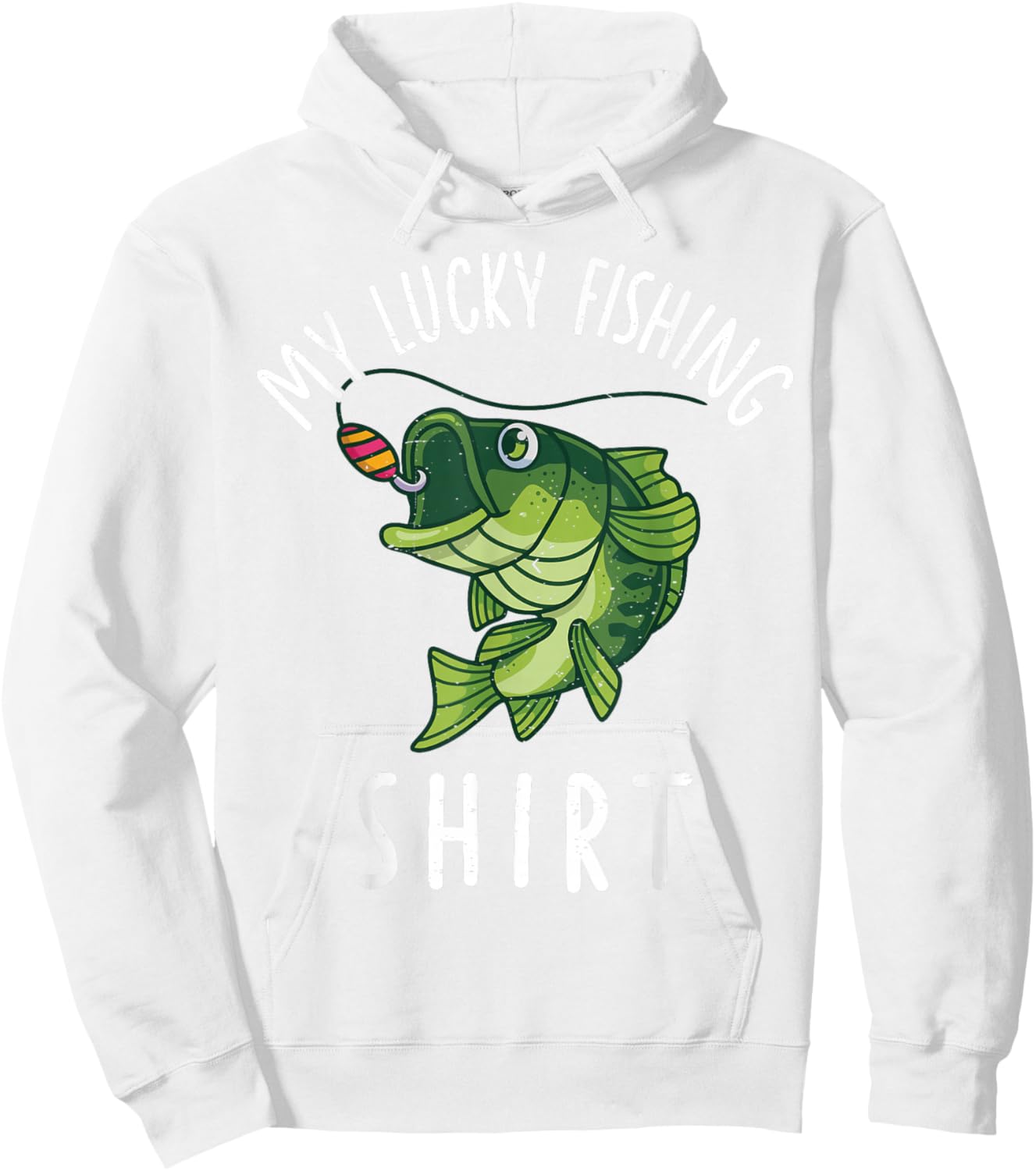 Boys My Lucky Fishing-Shirt Youth Bass Fish Funny Fisherman Hoodie - Hoodie | White