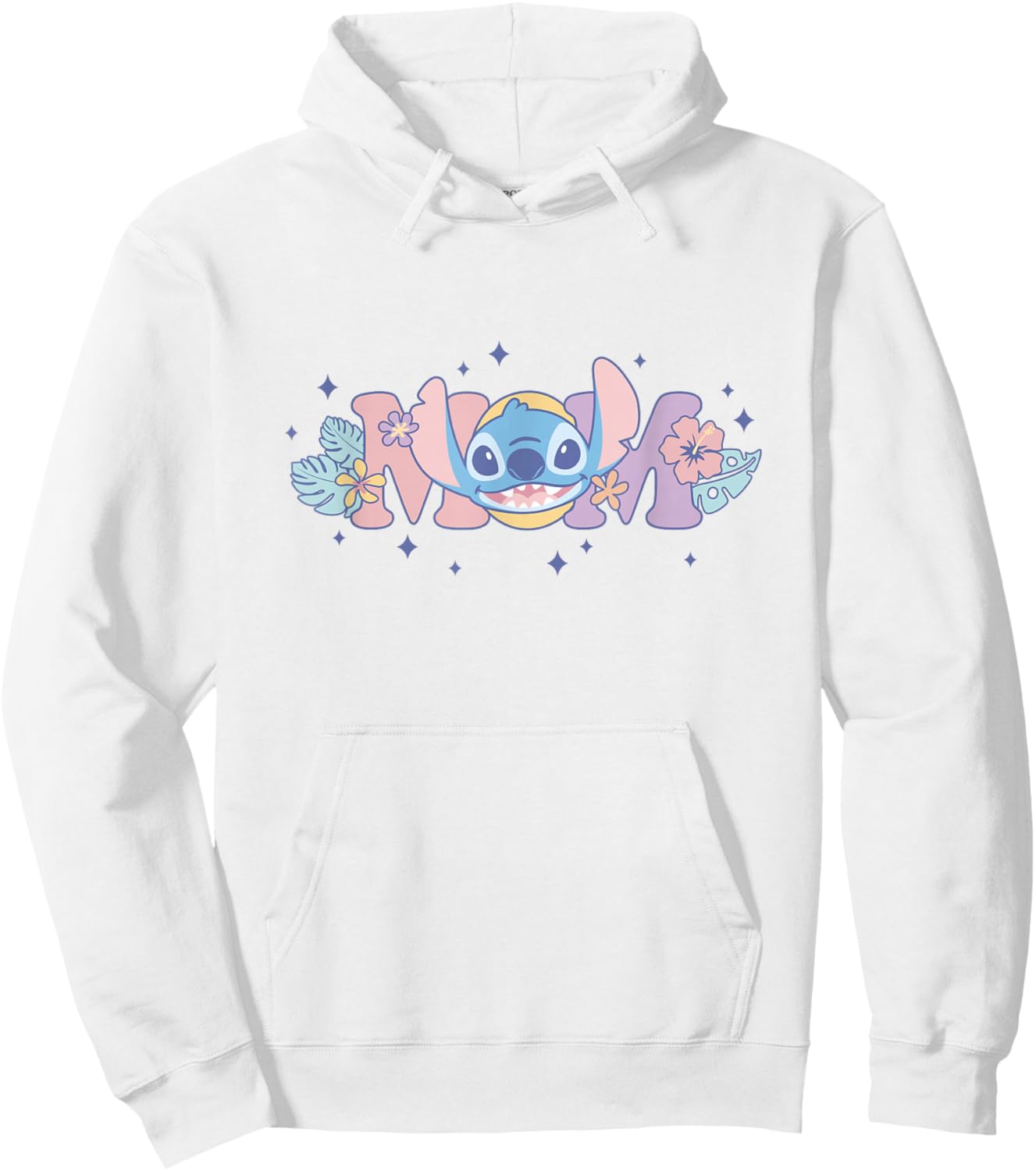 Disney Lilo & Stitch Mom Cute Stitch Floral Pastel Colors Hoodie - Hoodie | White