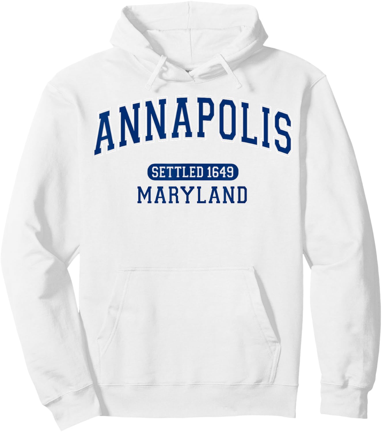 Annapolis Maryland MD Settled 1649 Vintage Arched Navy Blue Hoodie - Hoodie | White