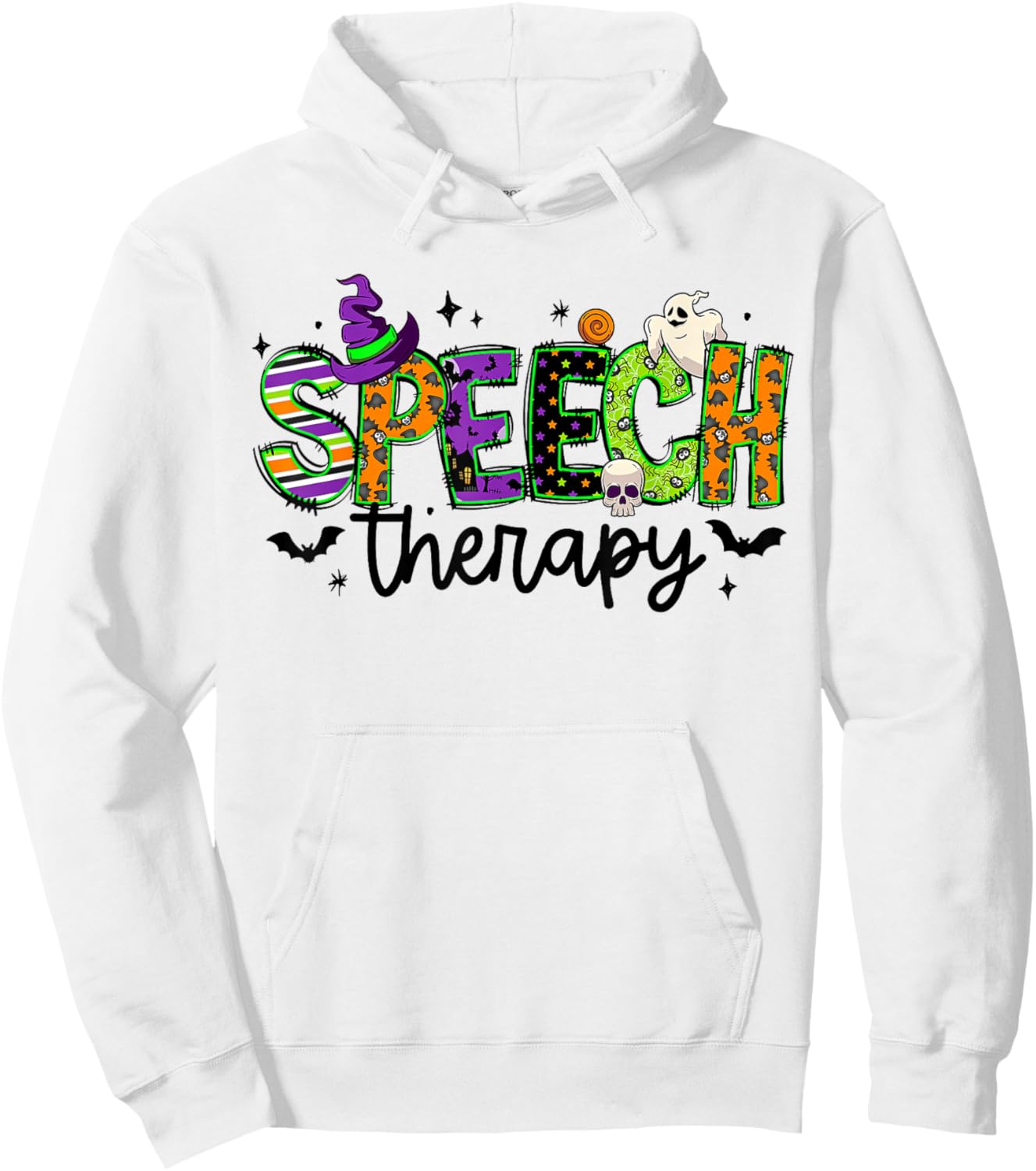 Halloween Speech Therapy Groovy Speech Language Pathologist Hoodie - Hoodie | White